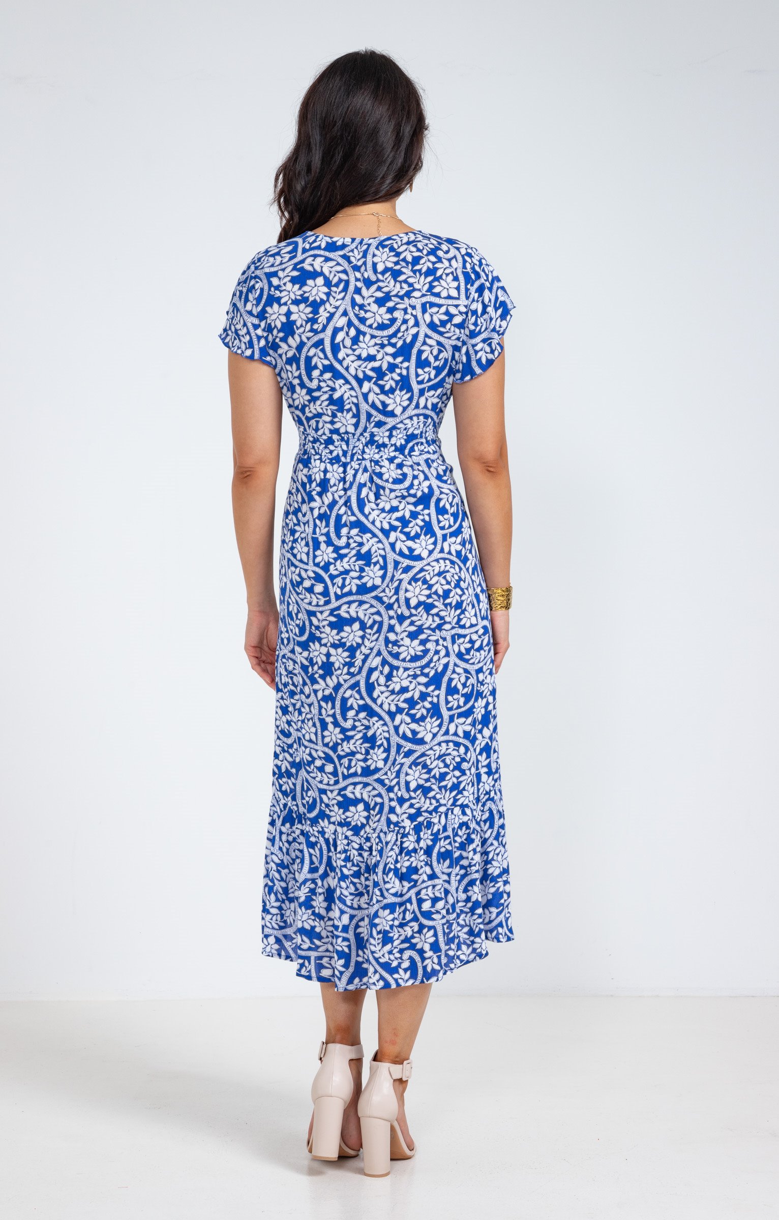 Robe longue en crépon viscose écovero - BLEU DUR