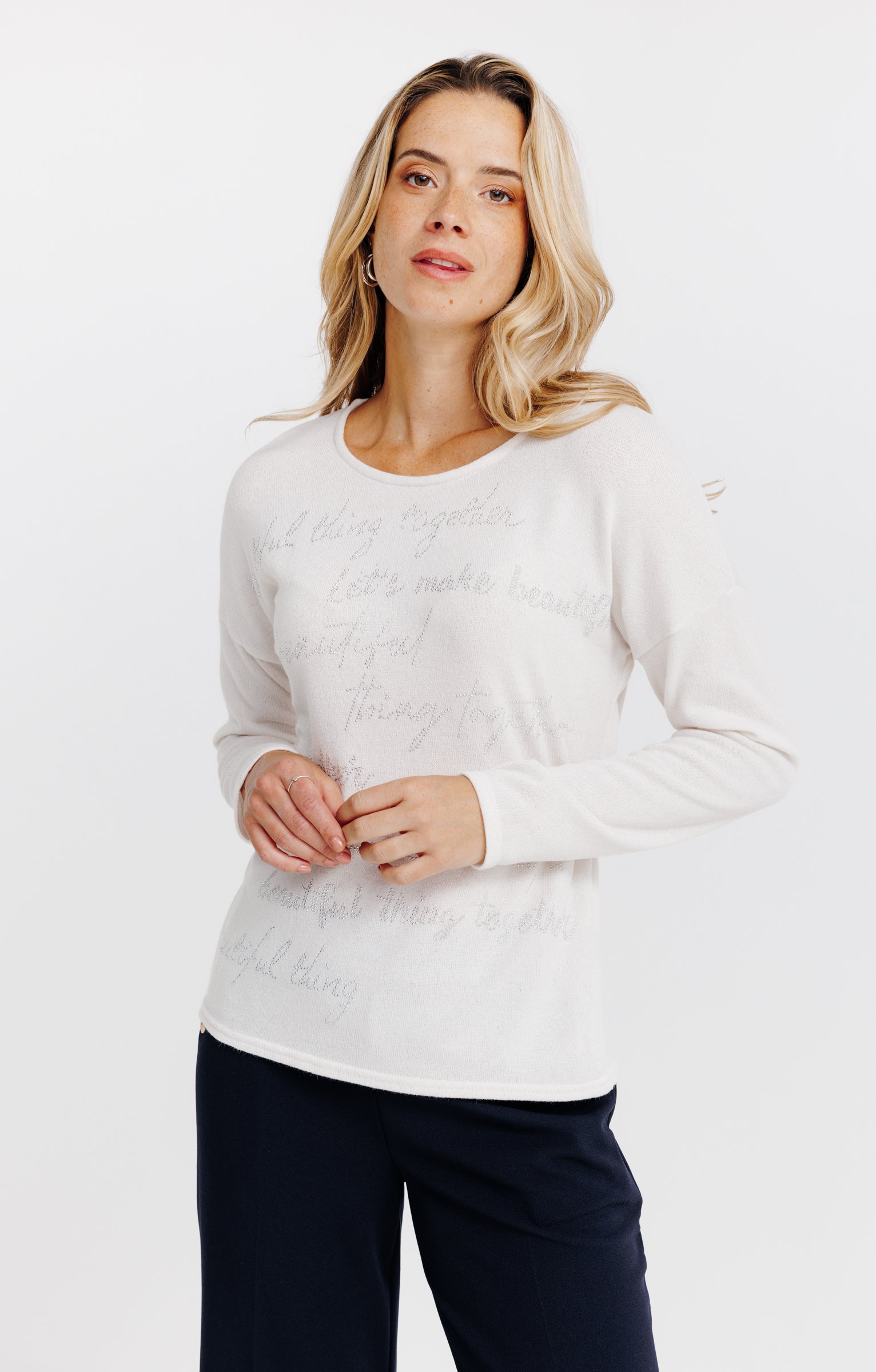 T-SHIRT UNI MANCHES LONGUES - ÉCRU