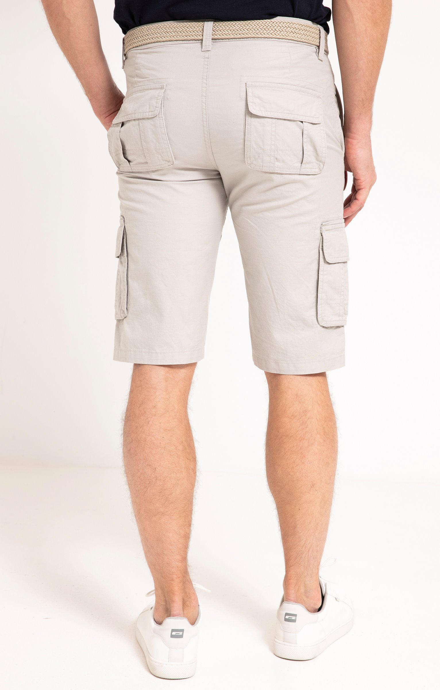 Bermuda Cargo avec ceinture - GRIS CLAIR