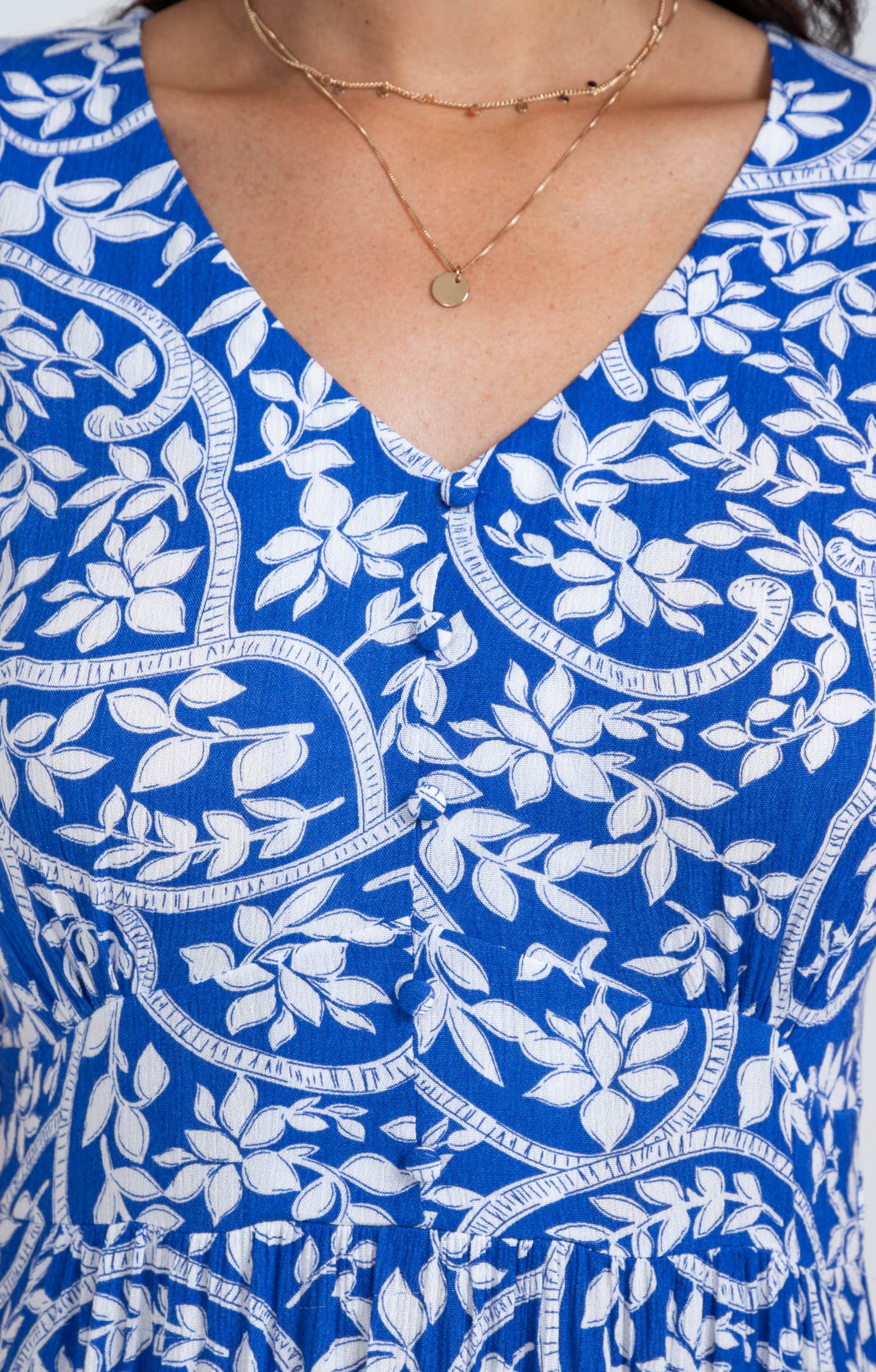 Robe longue en crépon viscose écovero - BLEU DUR