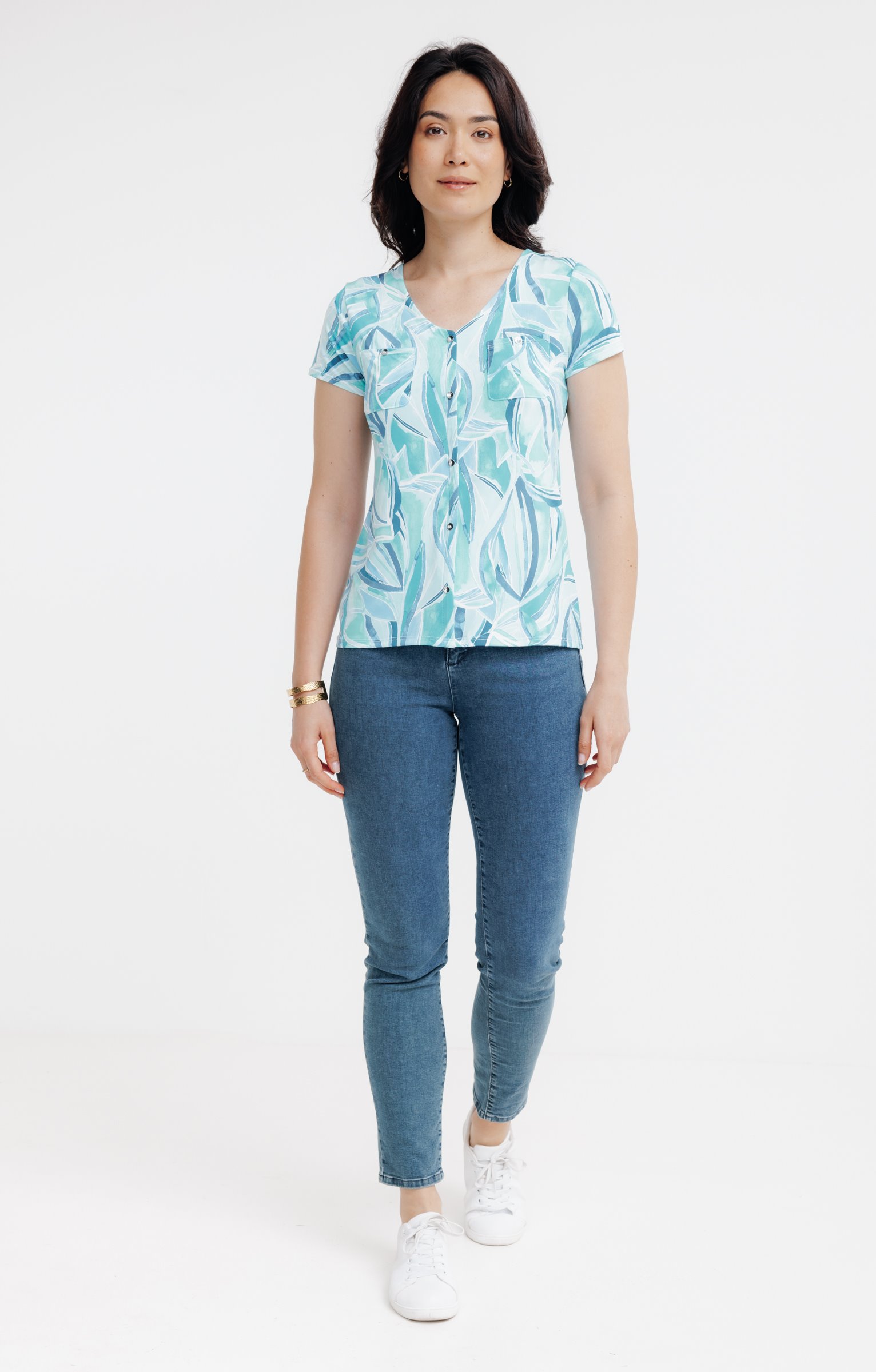 Tee-shirt imprimé poches - BLEU