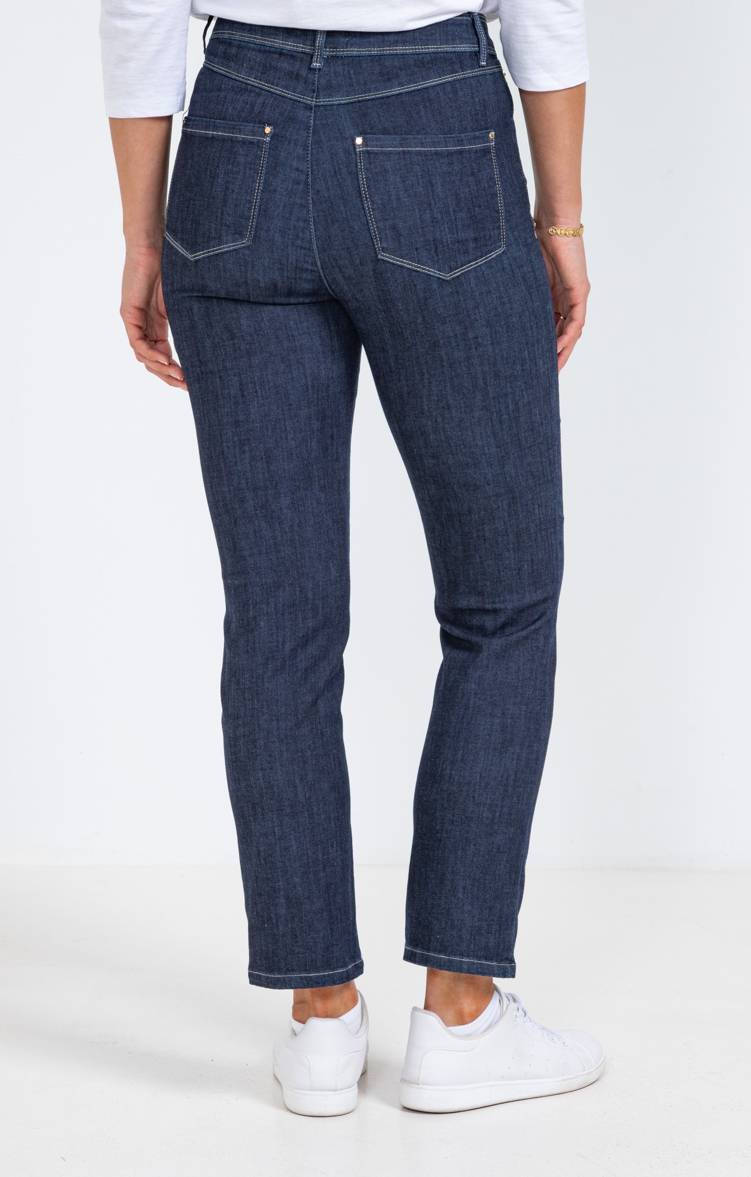 Pantalon 7/8 denim brut zippé - BLEU