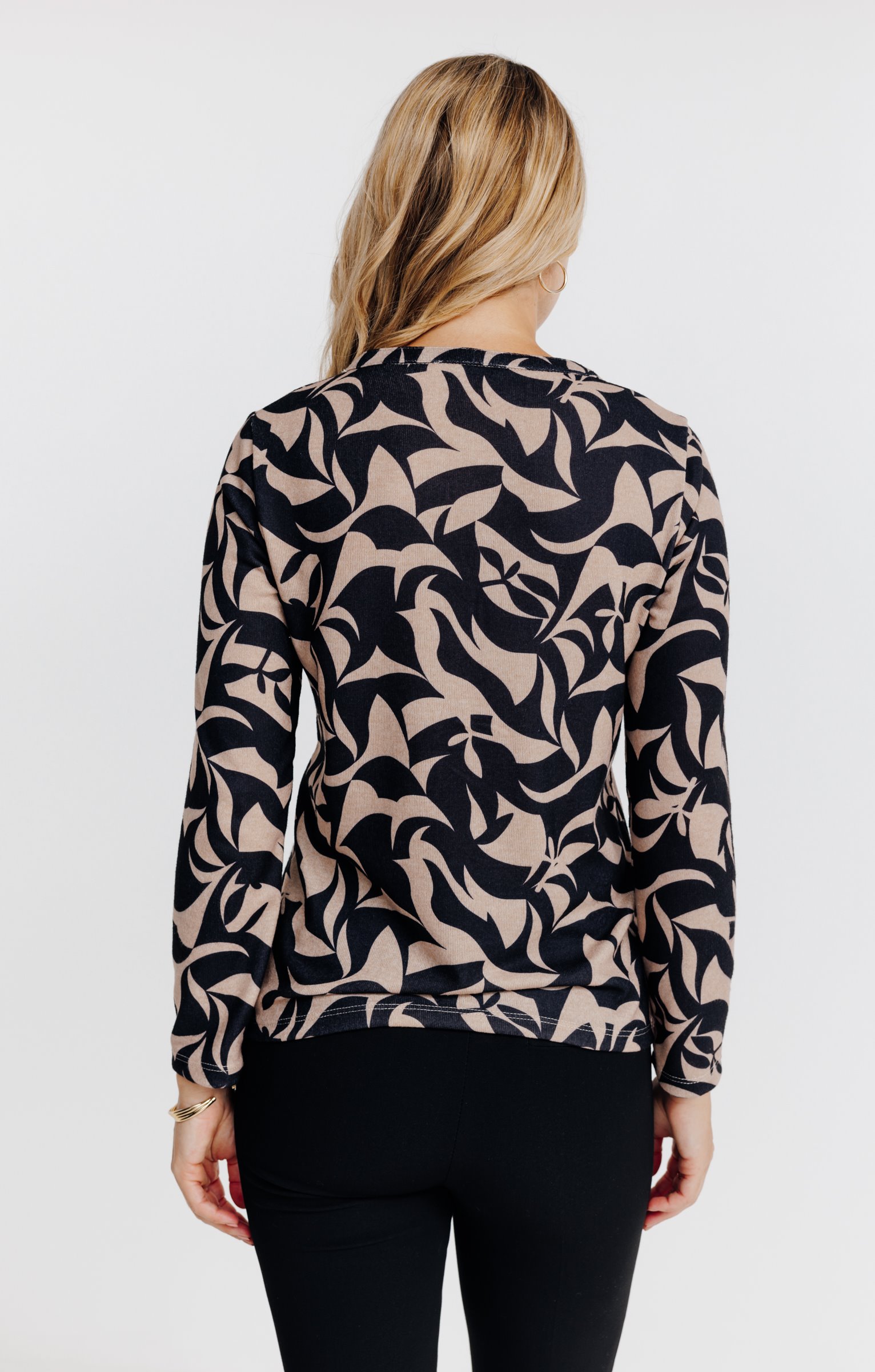 T-SHIRT MANCHES LONGUES COL MAO - NOIR