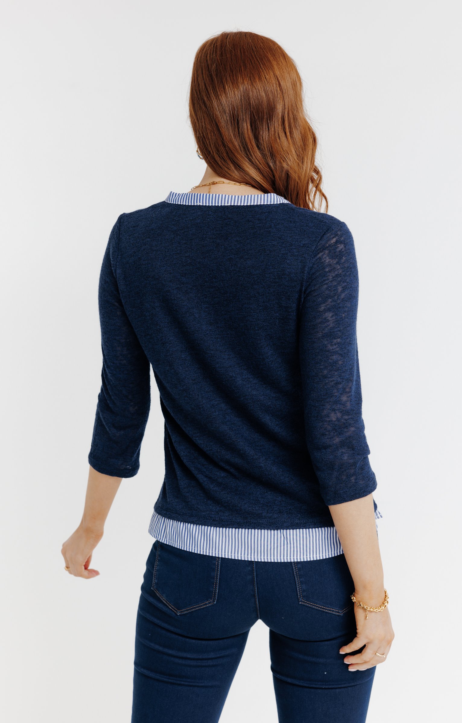 Pantalon 7/8 satin denim brut - BLEU