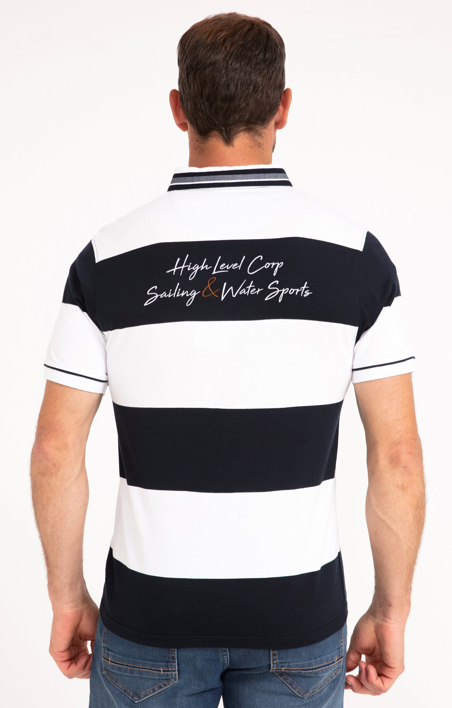 Polo manches courtes Rayure - MARINE