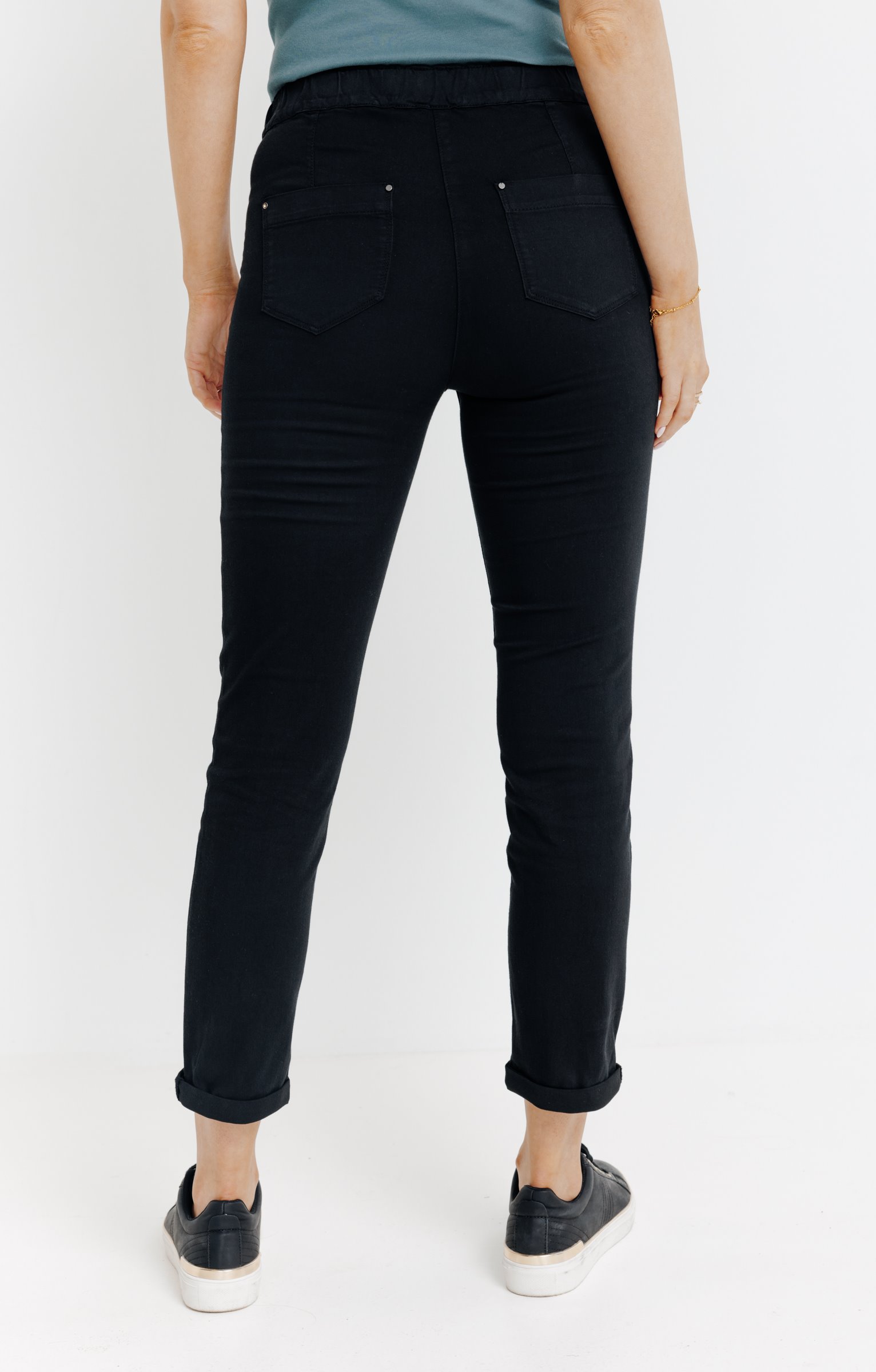 Jogging coton stretch élastiqué dos - NOIR