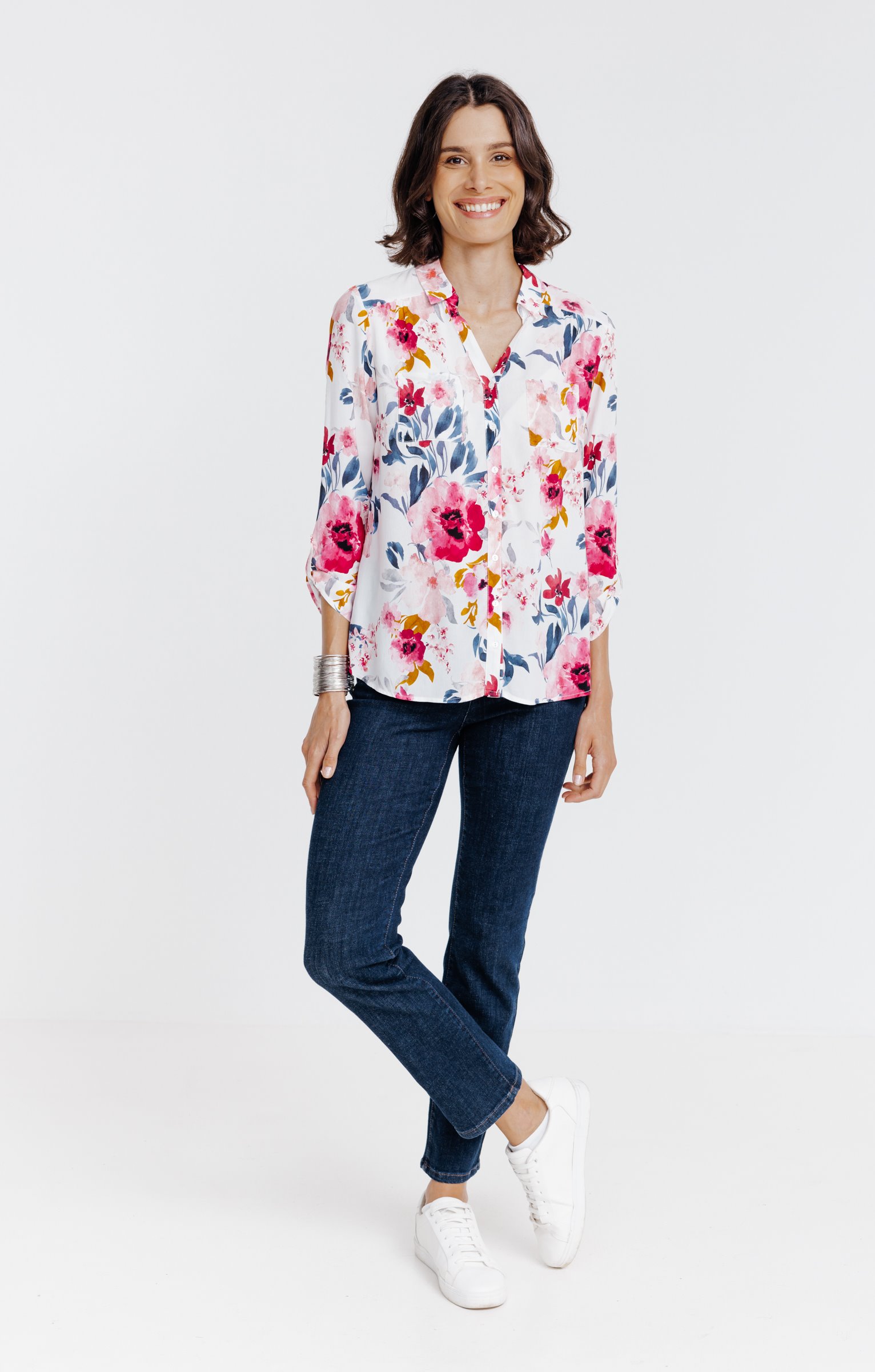 Chemise imprimée fleurie  - ÉCRU