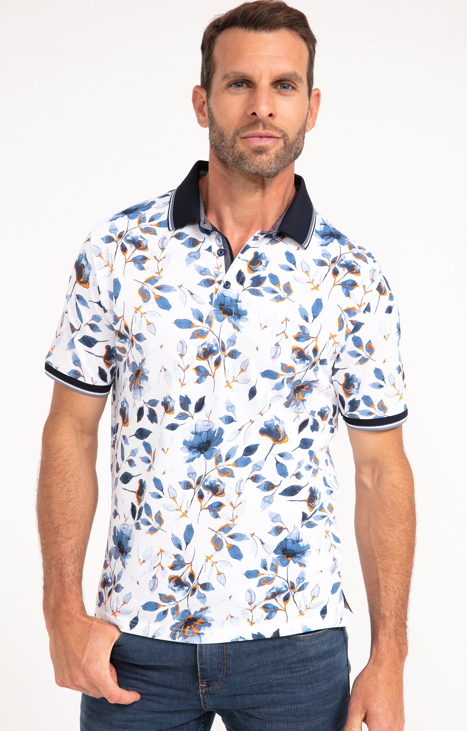 Polo manches courtes Flower - BLANC