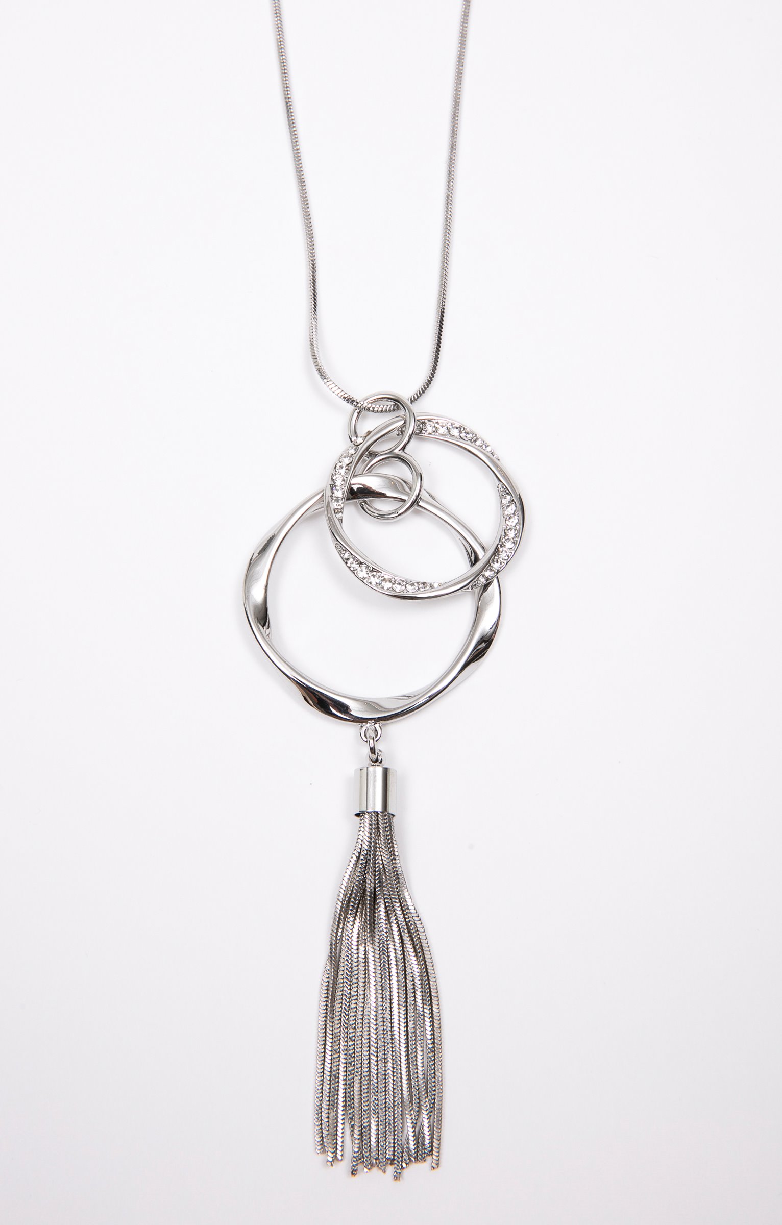 Sautoir pendentif double cercle - ARGENT