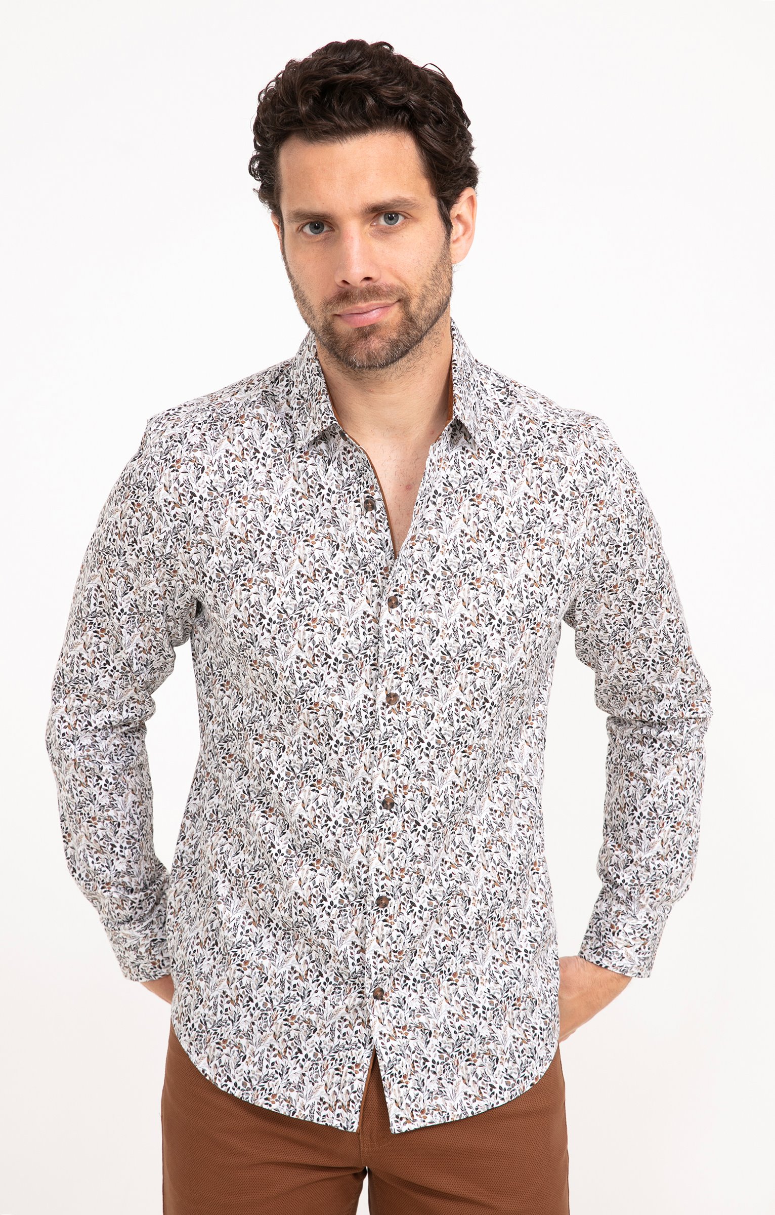 Chemise manches longes MARCUS  - GRIS CLAIR