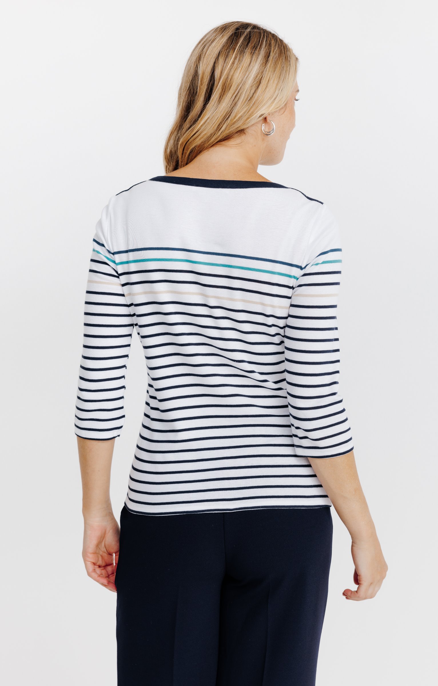 Tee-shirt rayures col bateau - MARINE