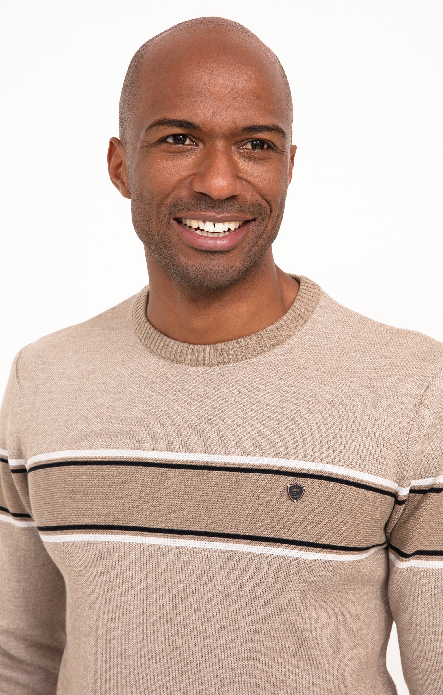 Pul col rond rayé - BEIGE