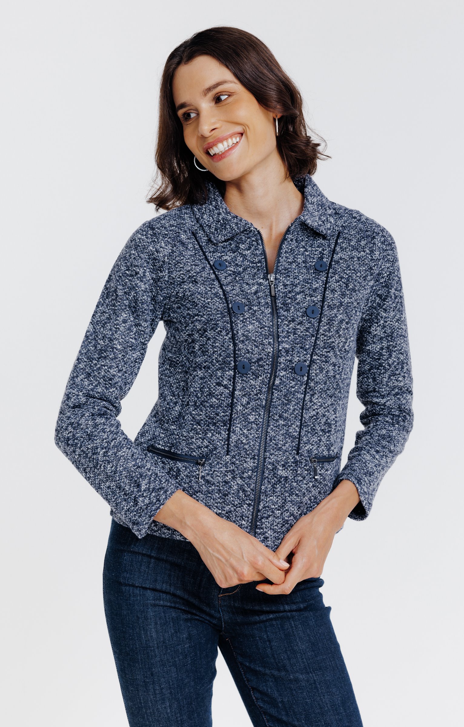 Cardigan zippé  - MARINE