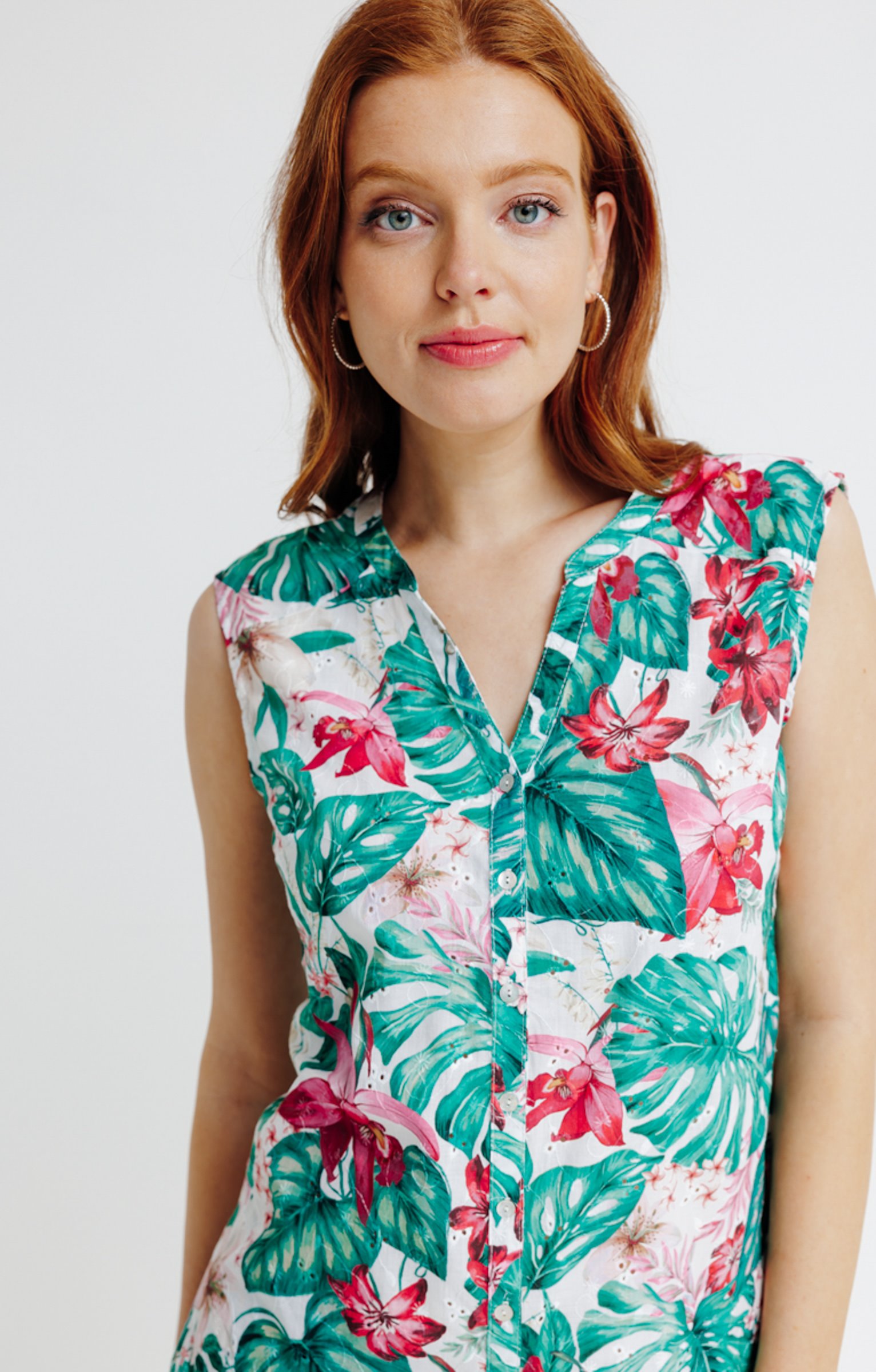 Chemise col mao sans manche - BLANC