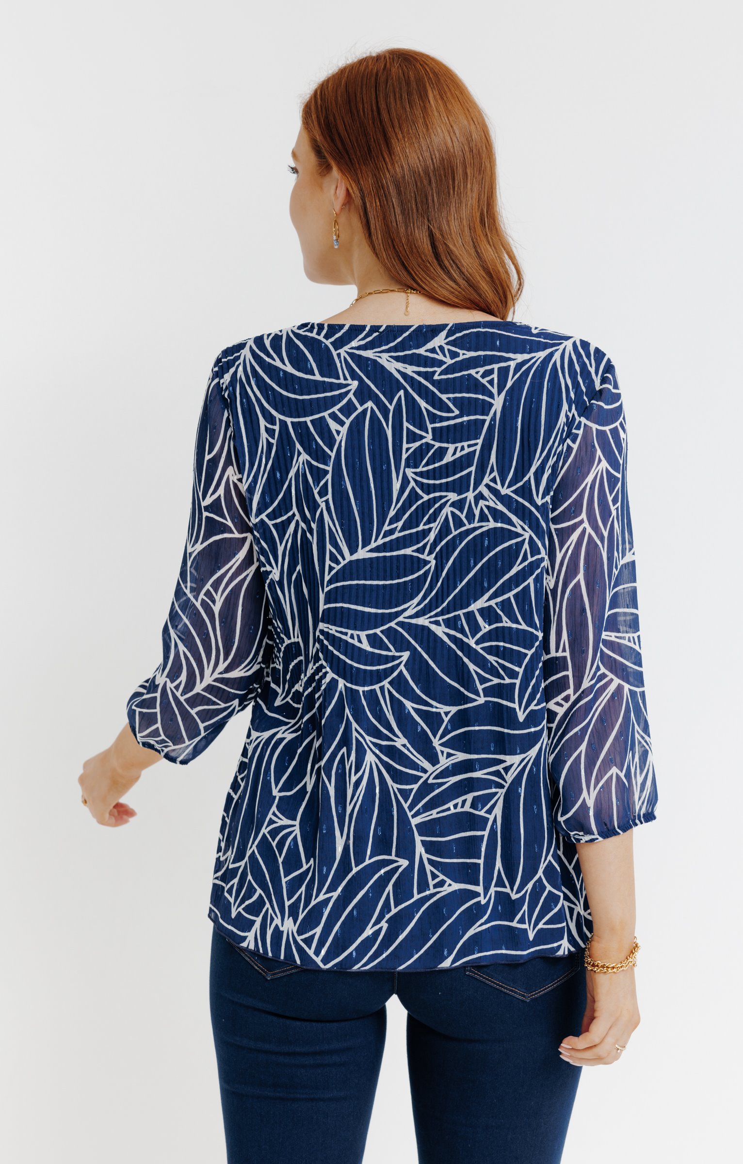 Tunique plissé imprimée  - BLEU