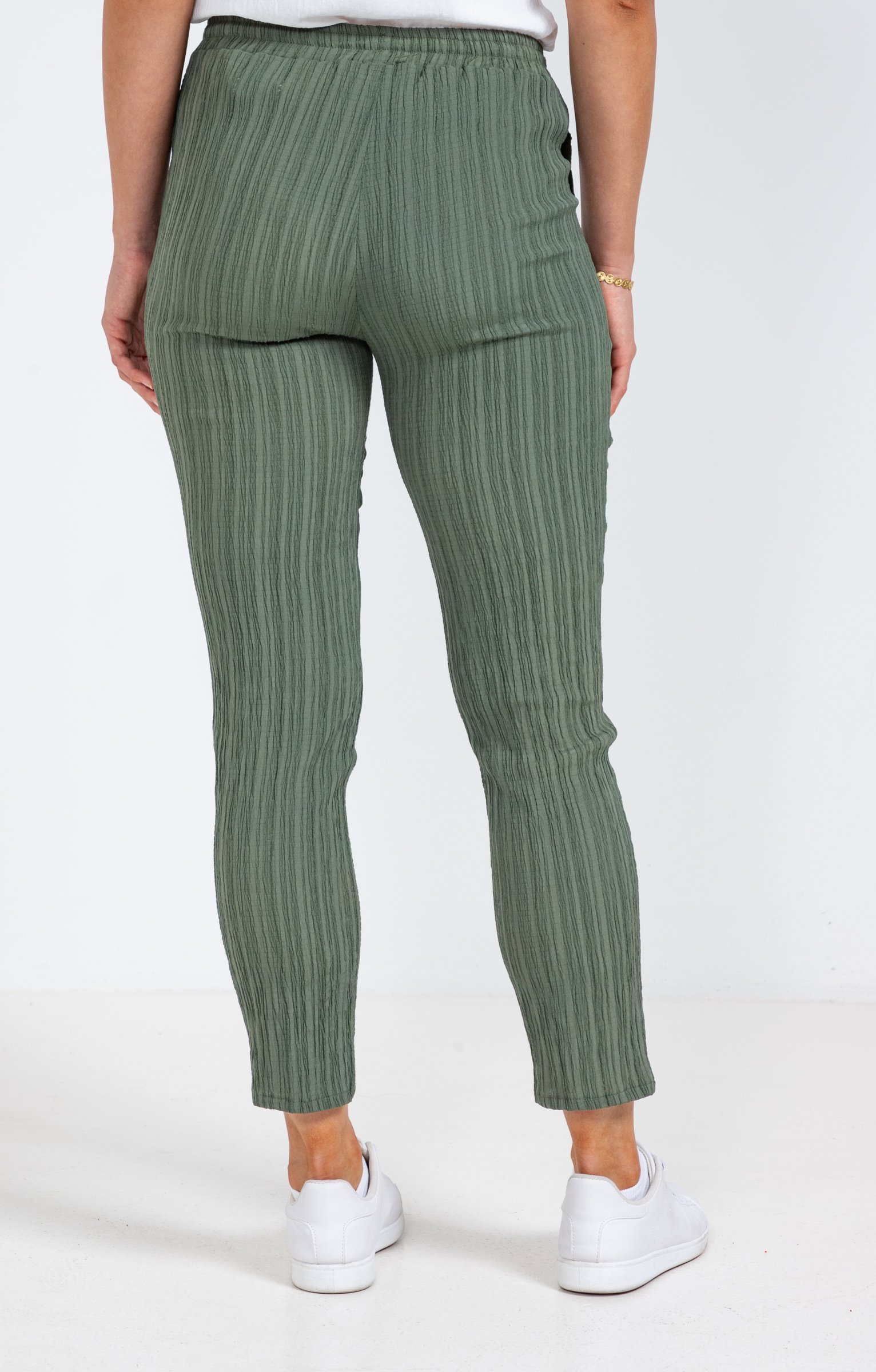 Jogging aspect plissé - KAKI