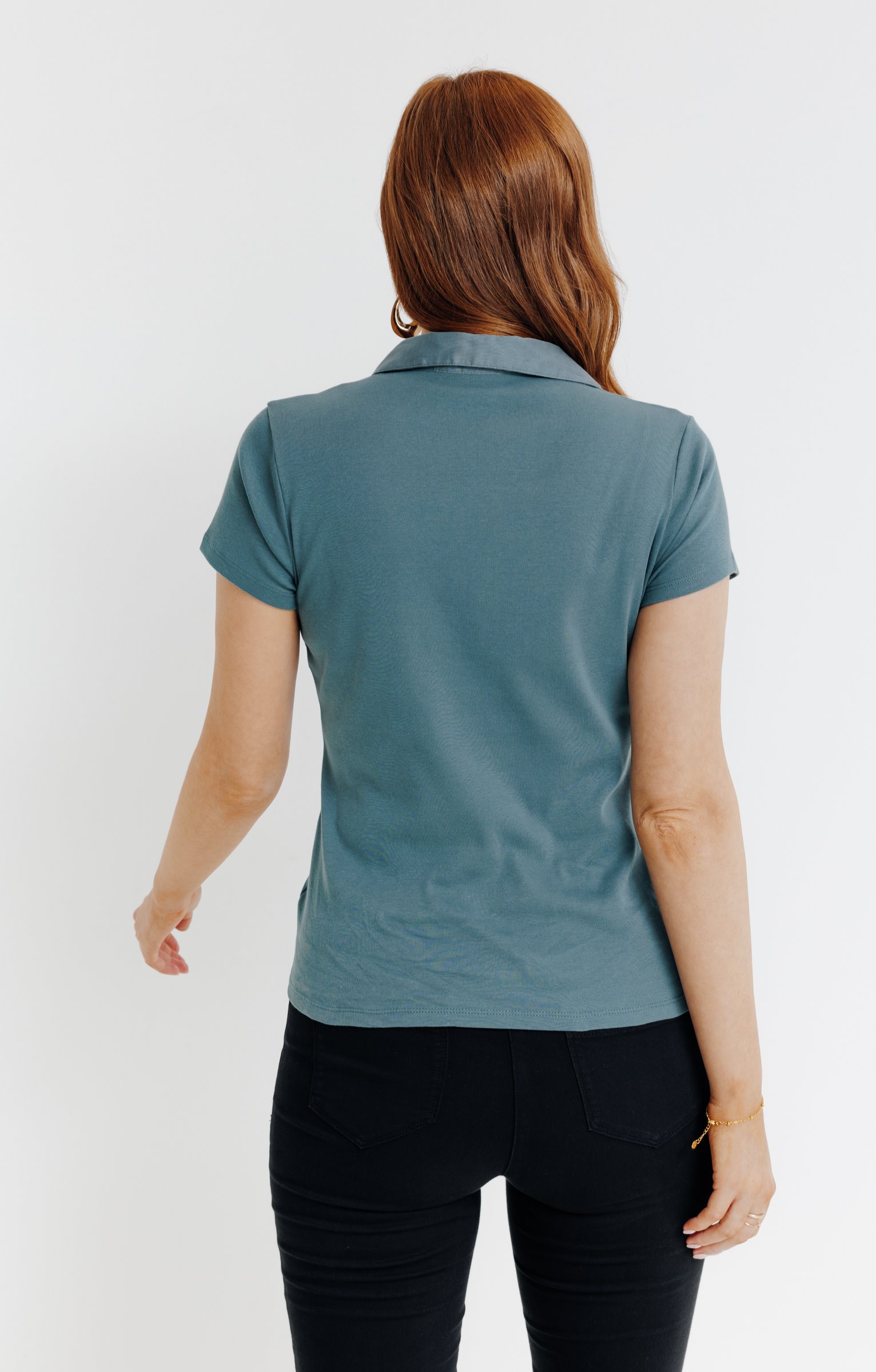 Tee-shirt uni col polo - TILLEUL