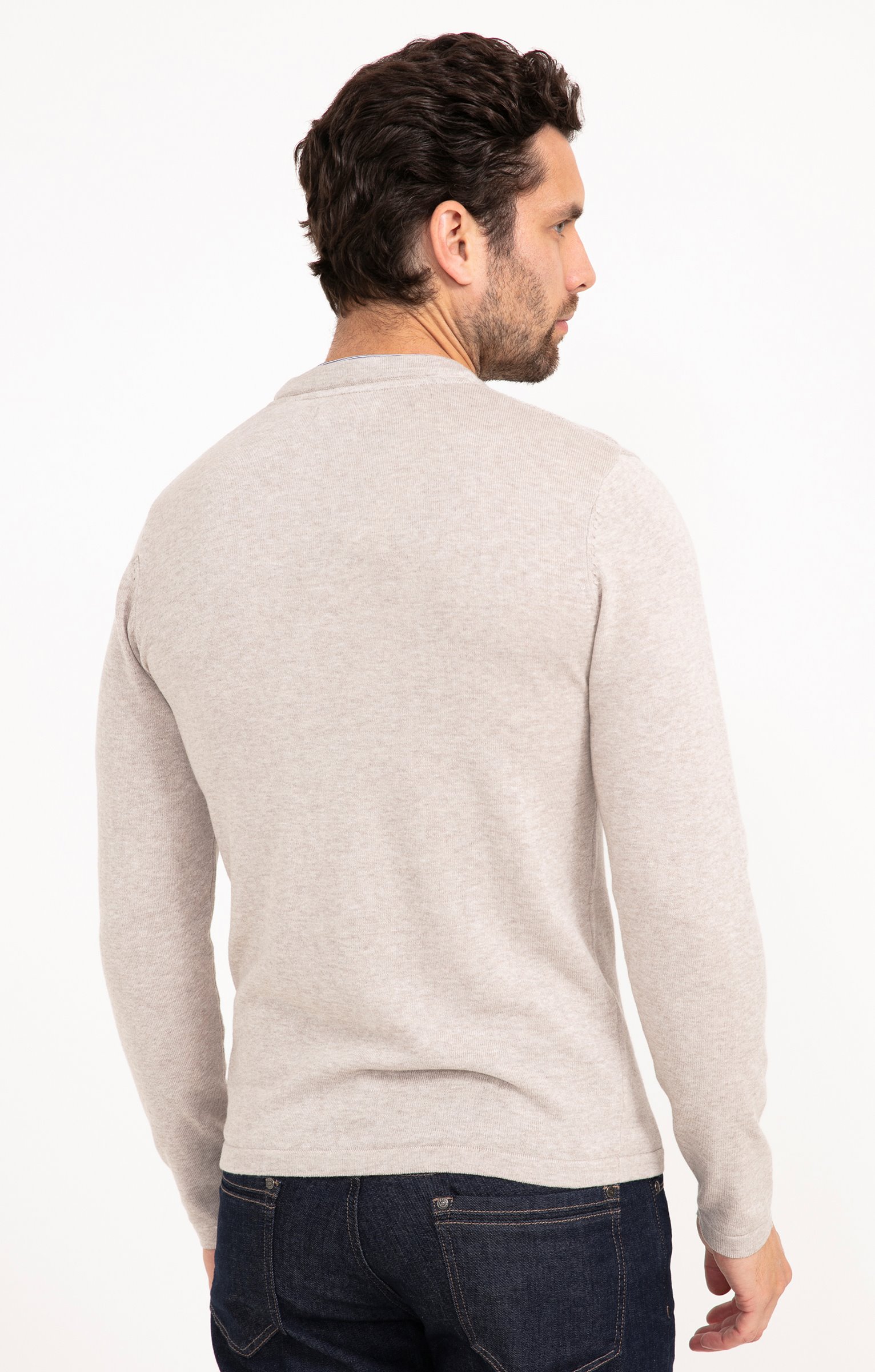 Pull uni col tunisien - BEIGE