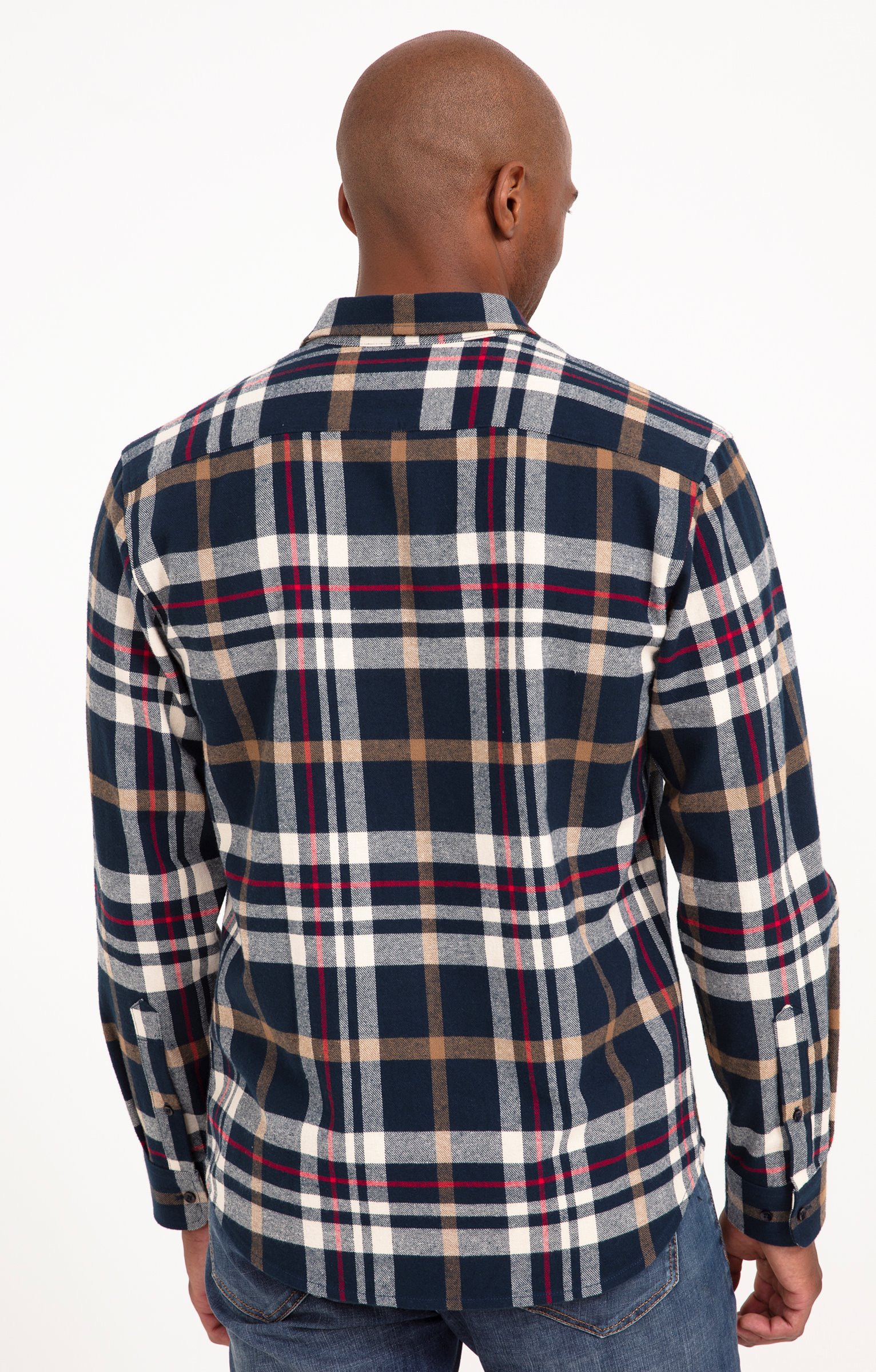 Chemise manches longues à carreaux - MARINE