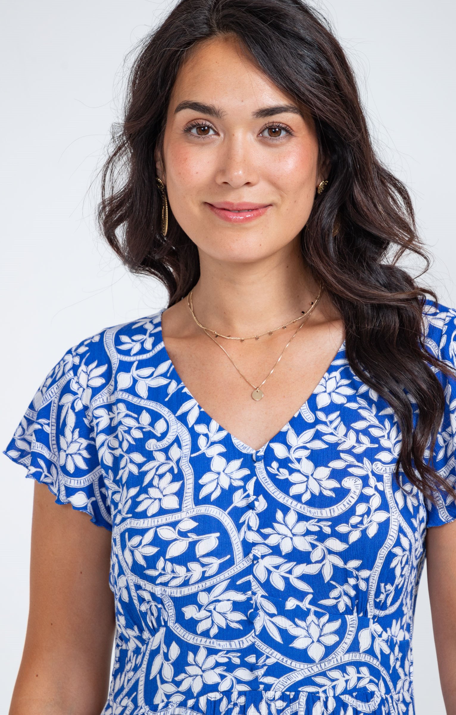 Robe longue en crépon viscose écovero - BLEU DUR