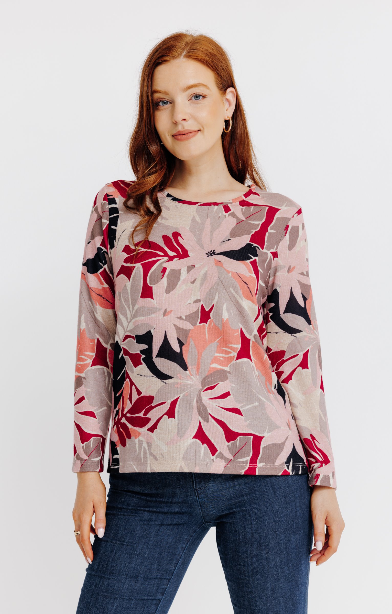 T-SHIRT IMPRIME MANCHES LONGUES - BEIGE