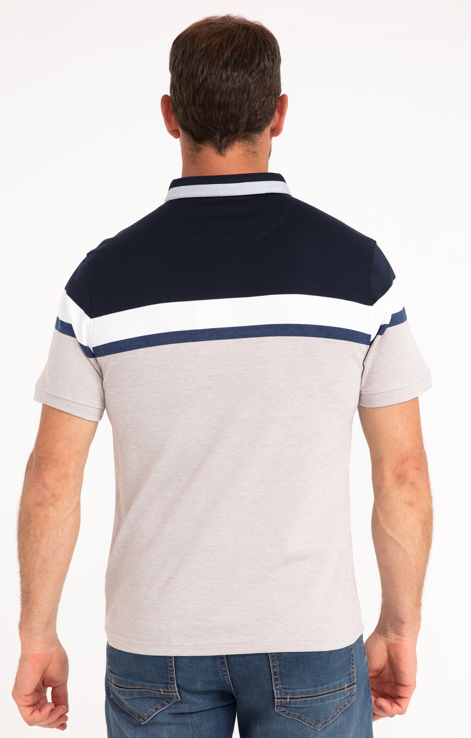 Polo manches courtes Strip - MARINE