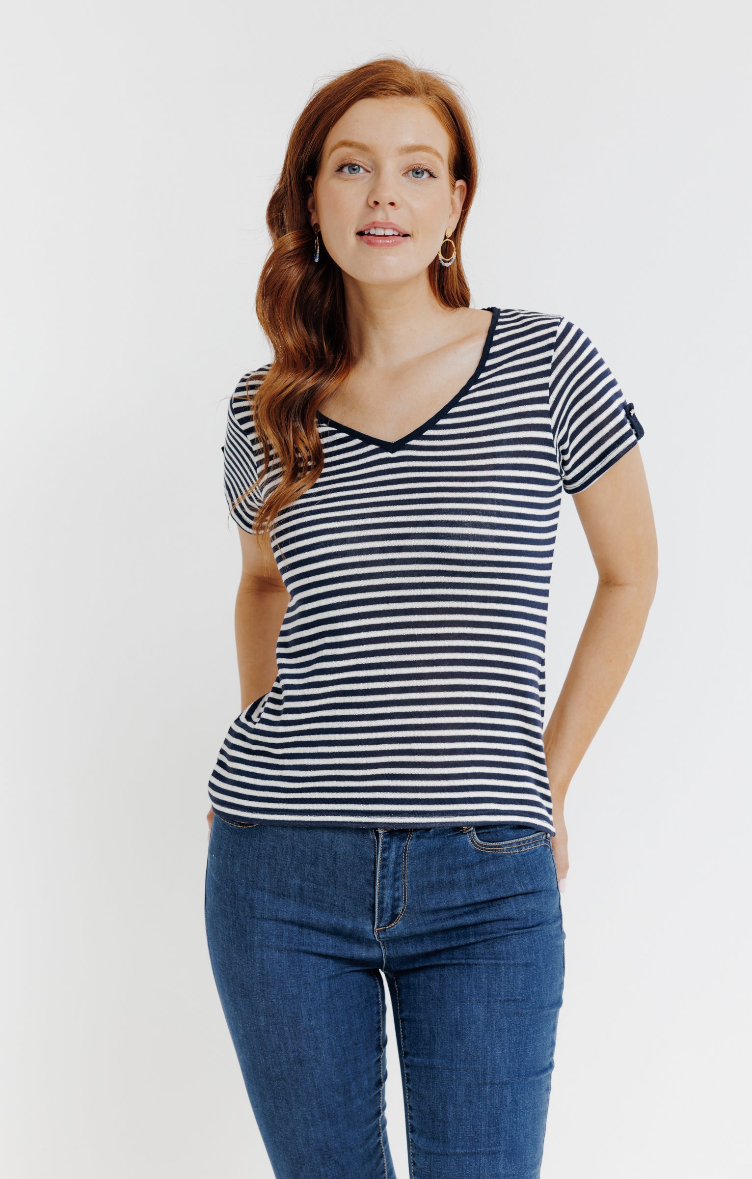 Tee-shirt manches courtes rayures - ÉCRU