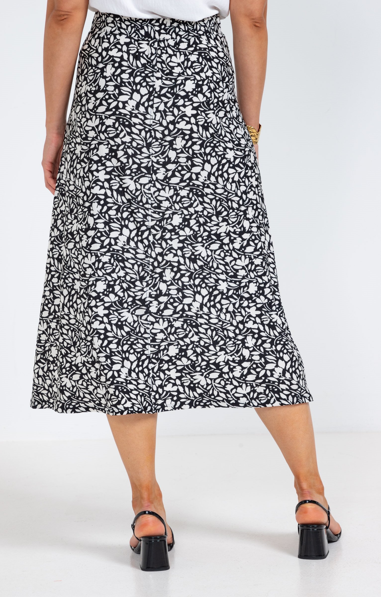 Jupe longue imprimée en maille - NOIR