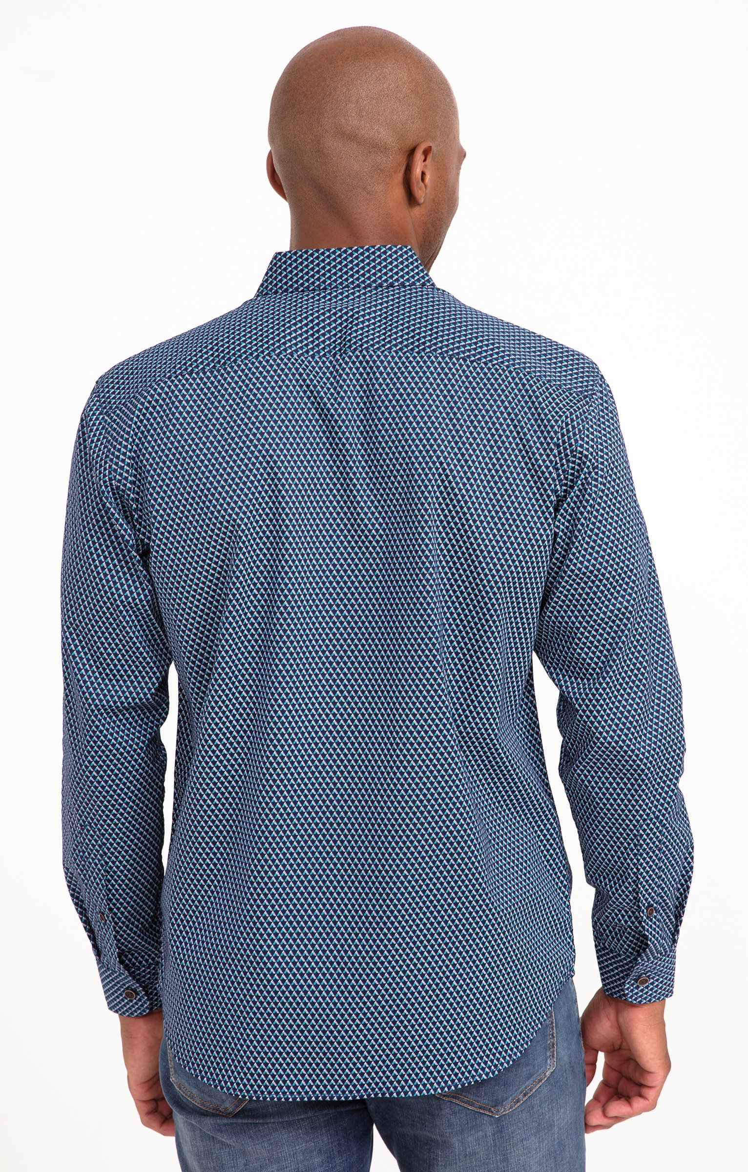 Chemise manches longues imprimé bleu - PÉTROLE