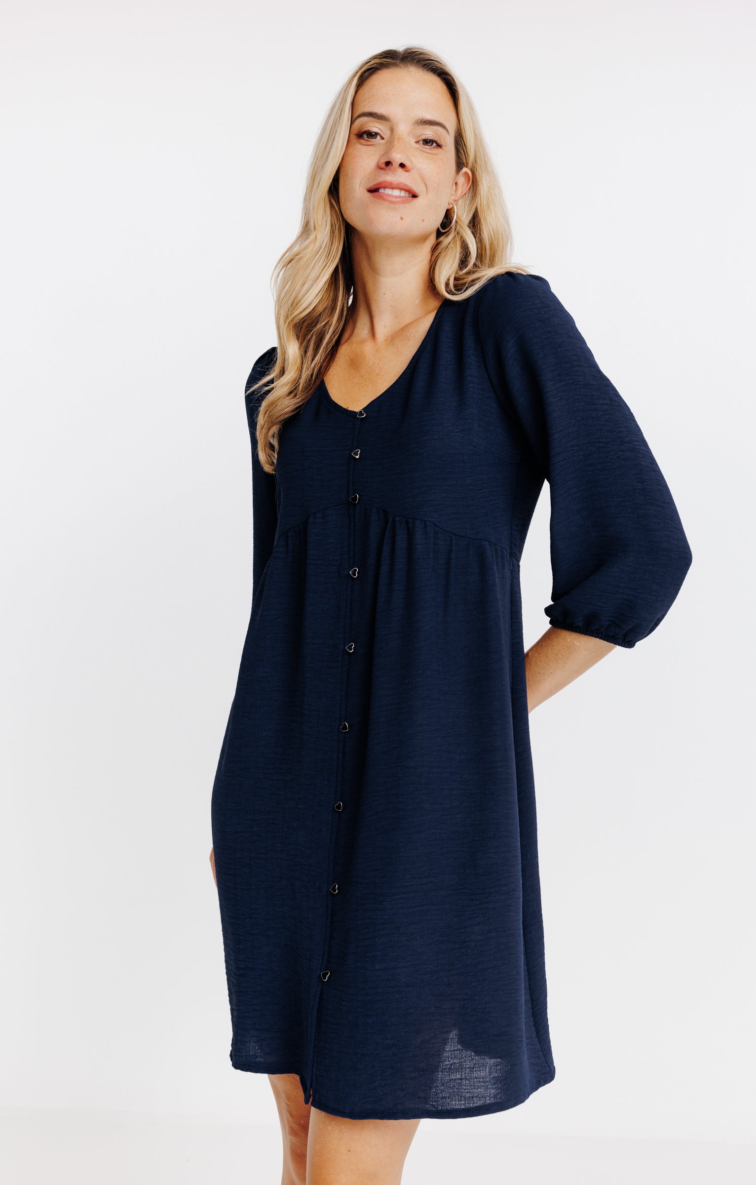 ROBE SOUPLE AVEC BOUTONS COEUR - BLEU