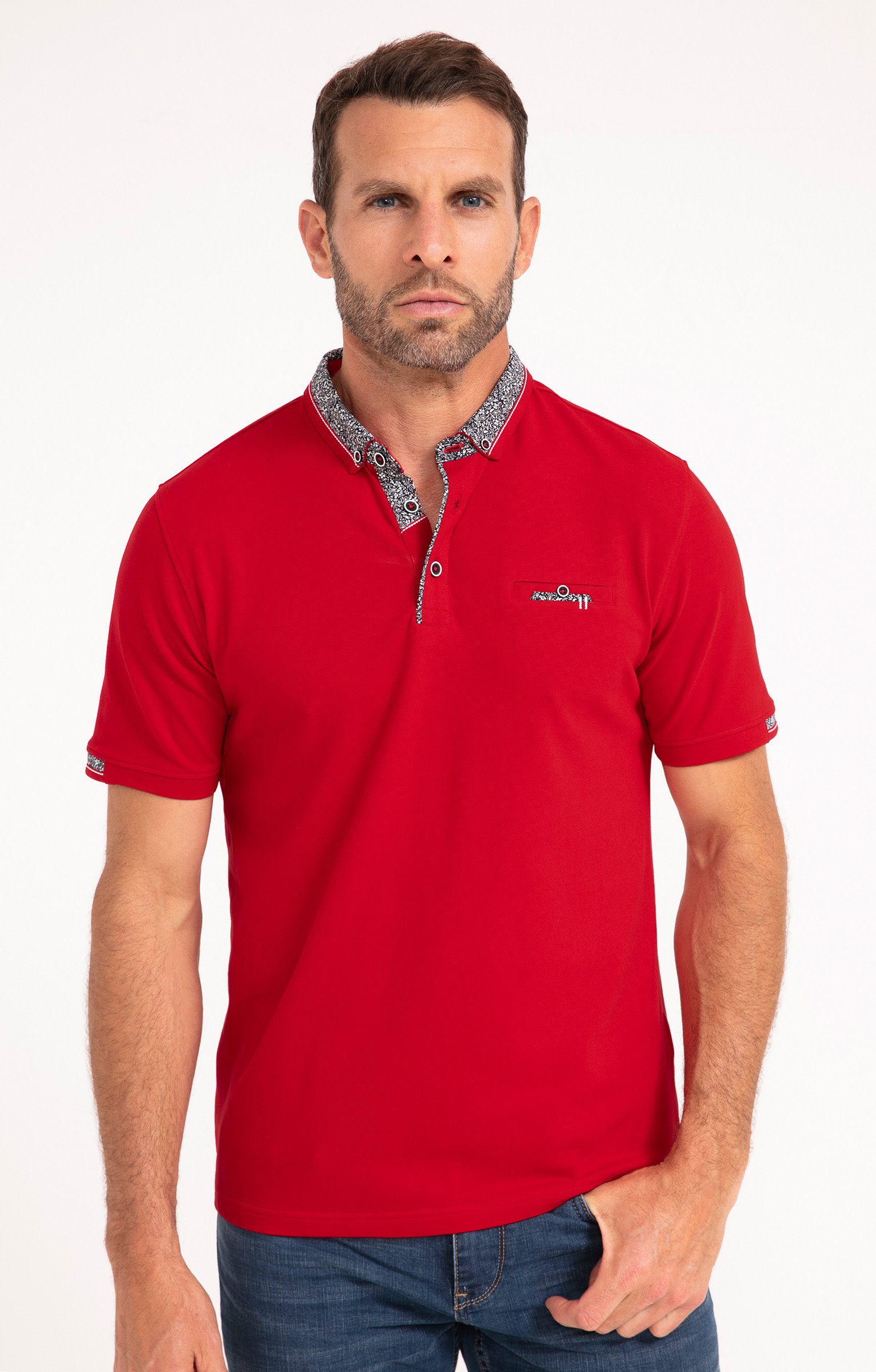 Polo manches courtes Romantique - ROUGE