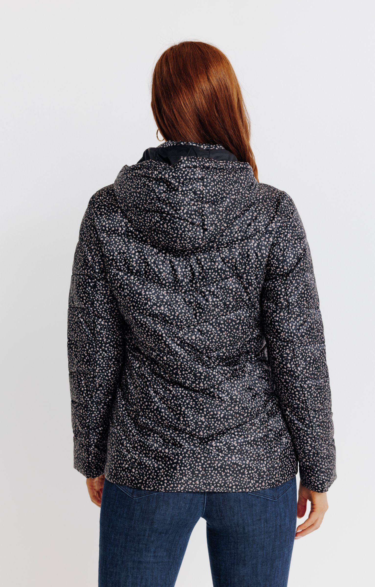 Doudoune courte imprimé fantaisie - NOIR