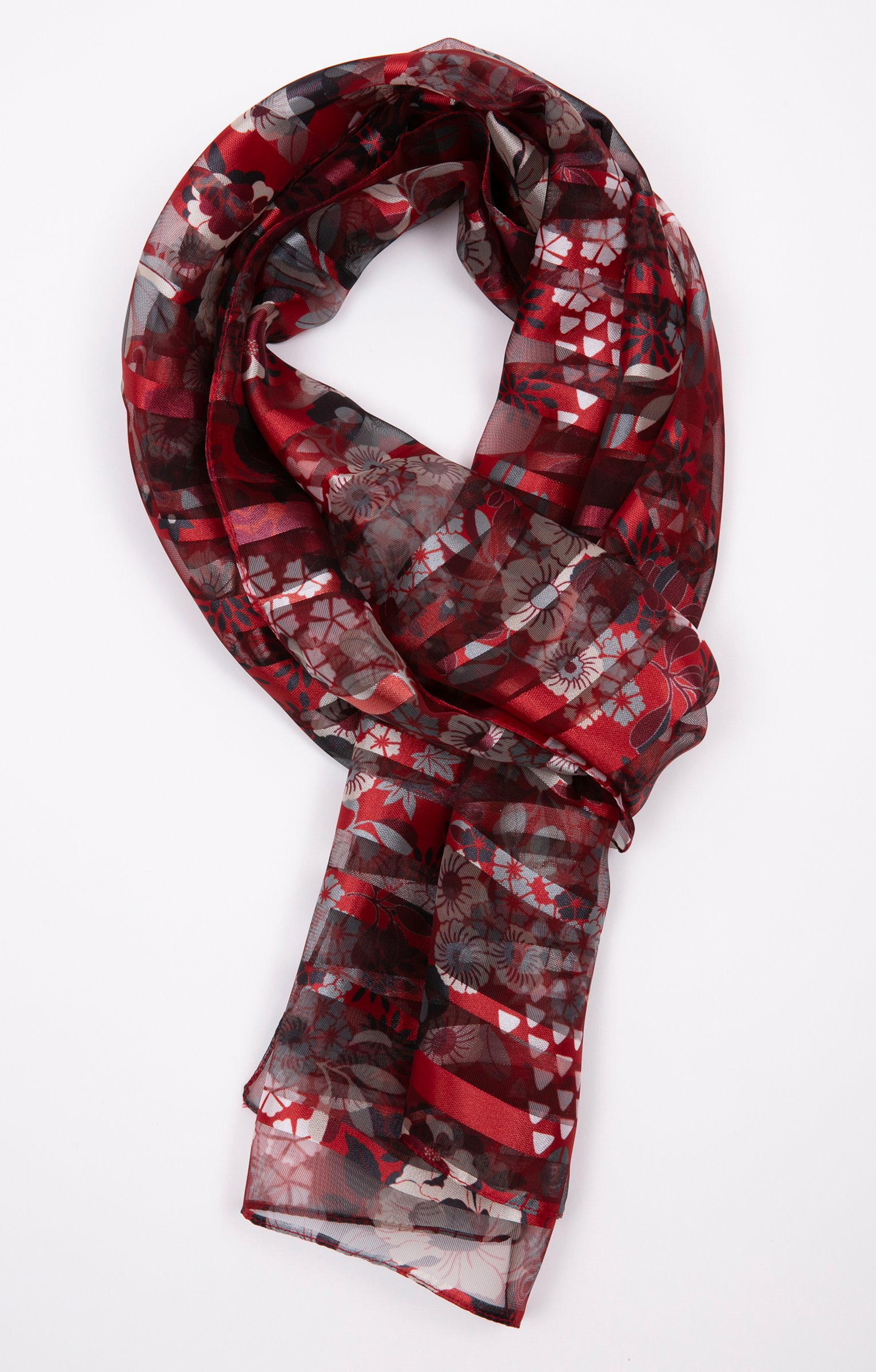 Petit foulard bande satin - ROUGE