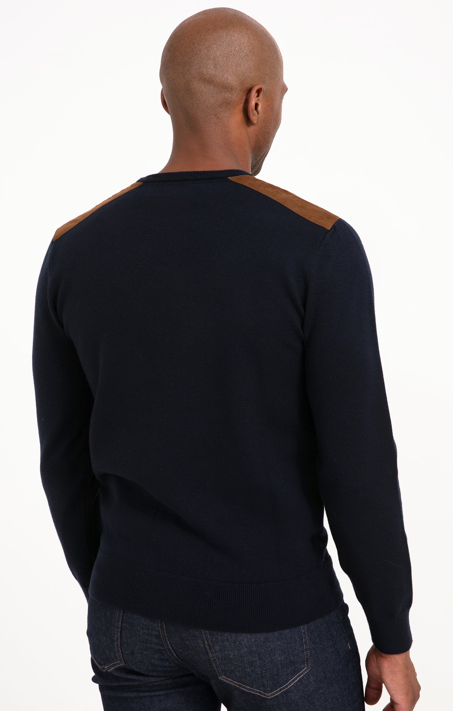 Pull uni empiècement suèdine - MARINE