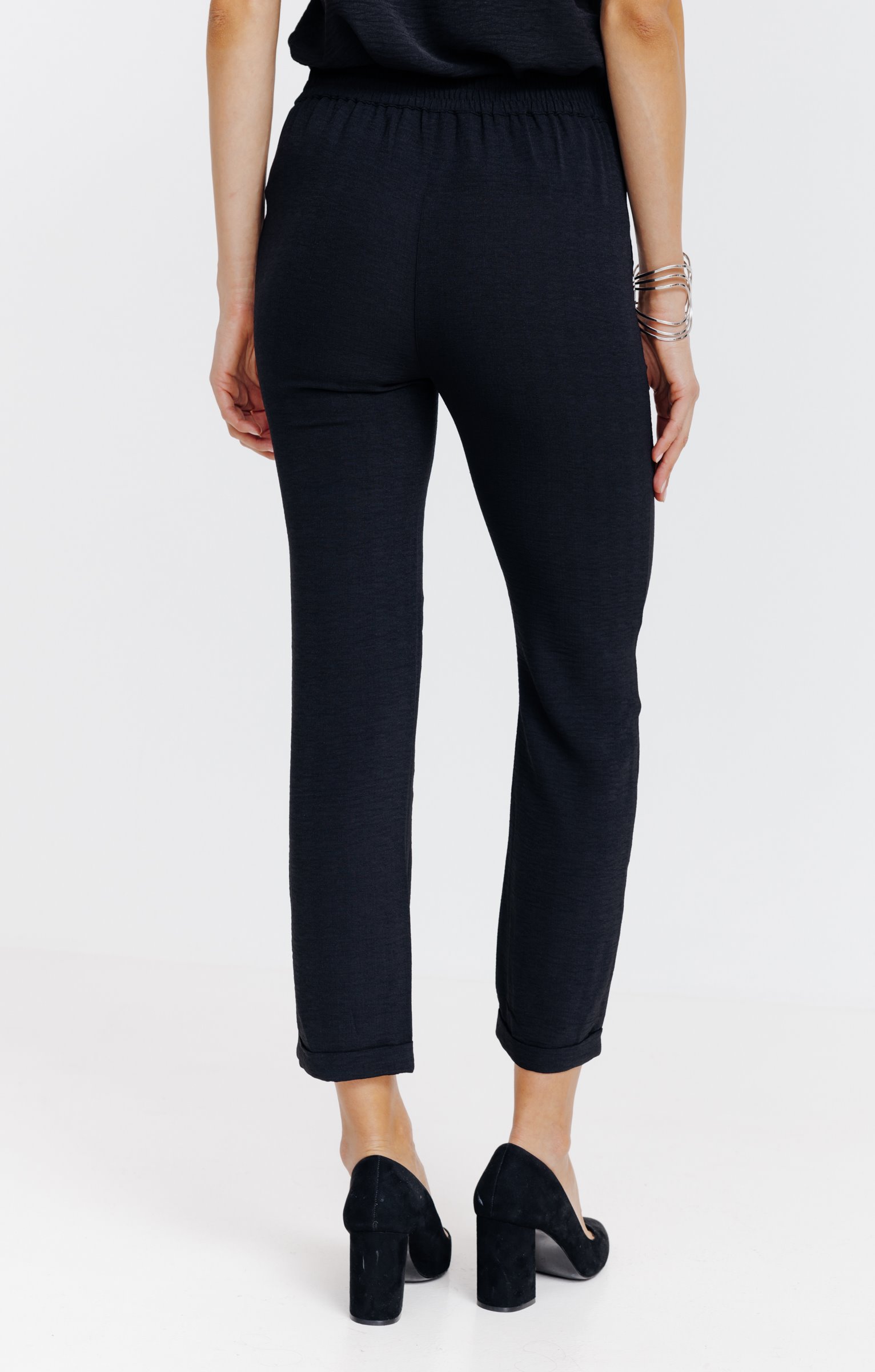 Pantacourt fluide élastiqué dos - NOIR