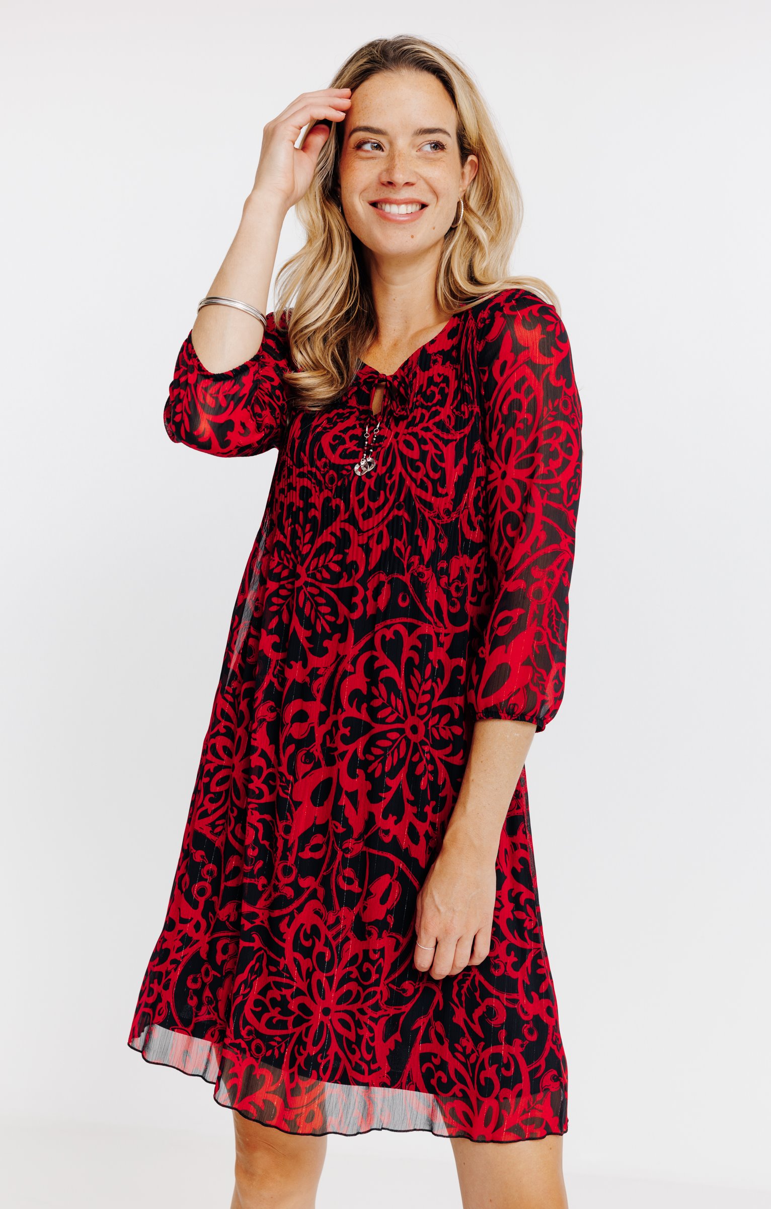 Robe plissée - ROUGE