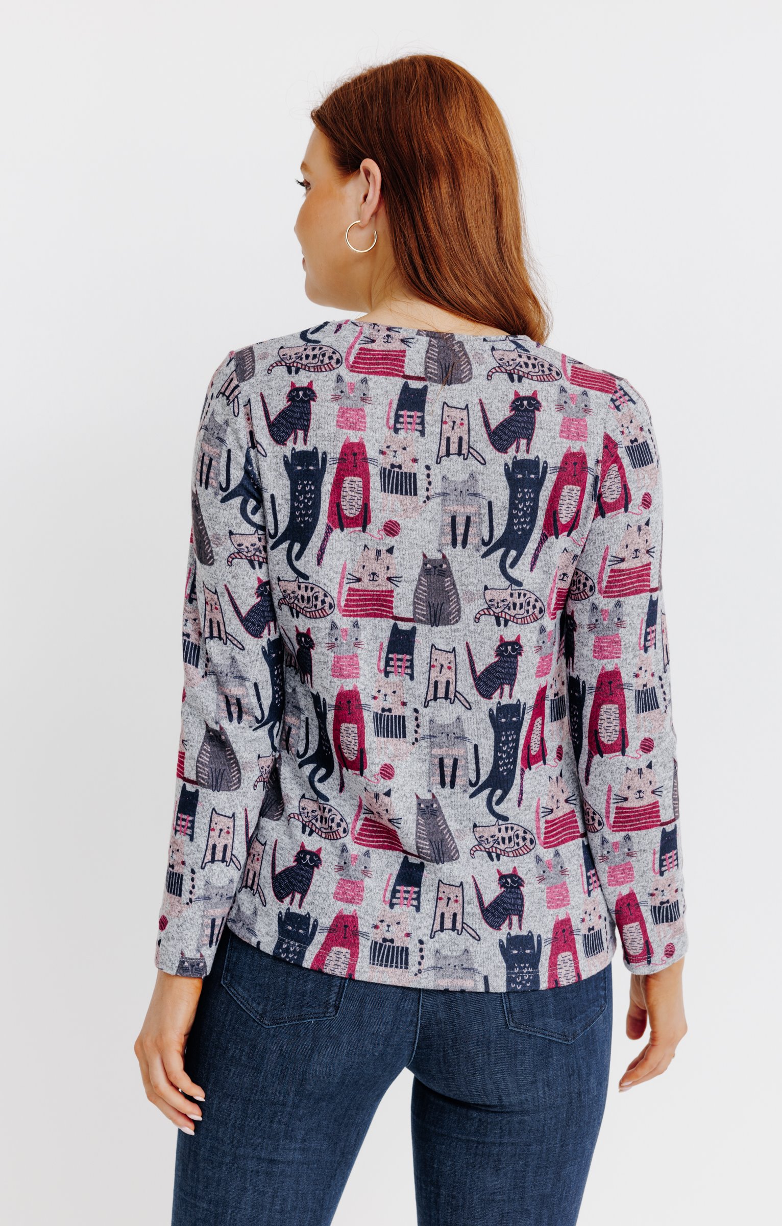 T-SHIRT IMPRIME MANCHES LONGUES - GRIS CLAIR