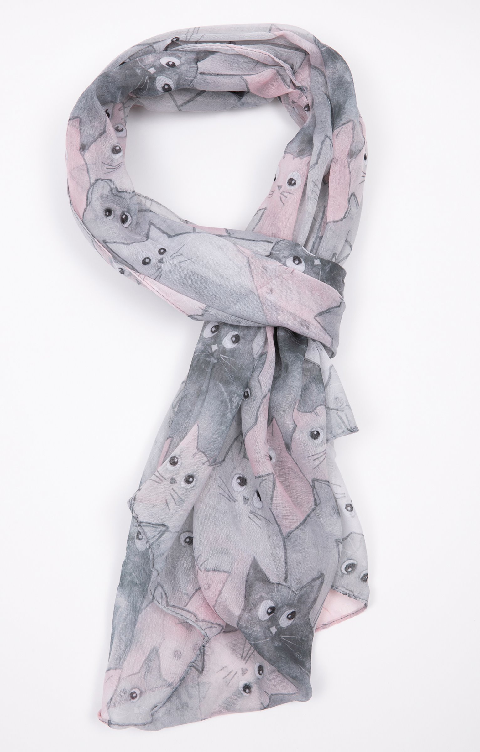 Grand foulard léger imprimé chat - ROSE