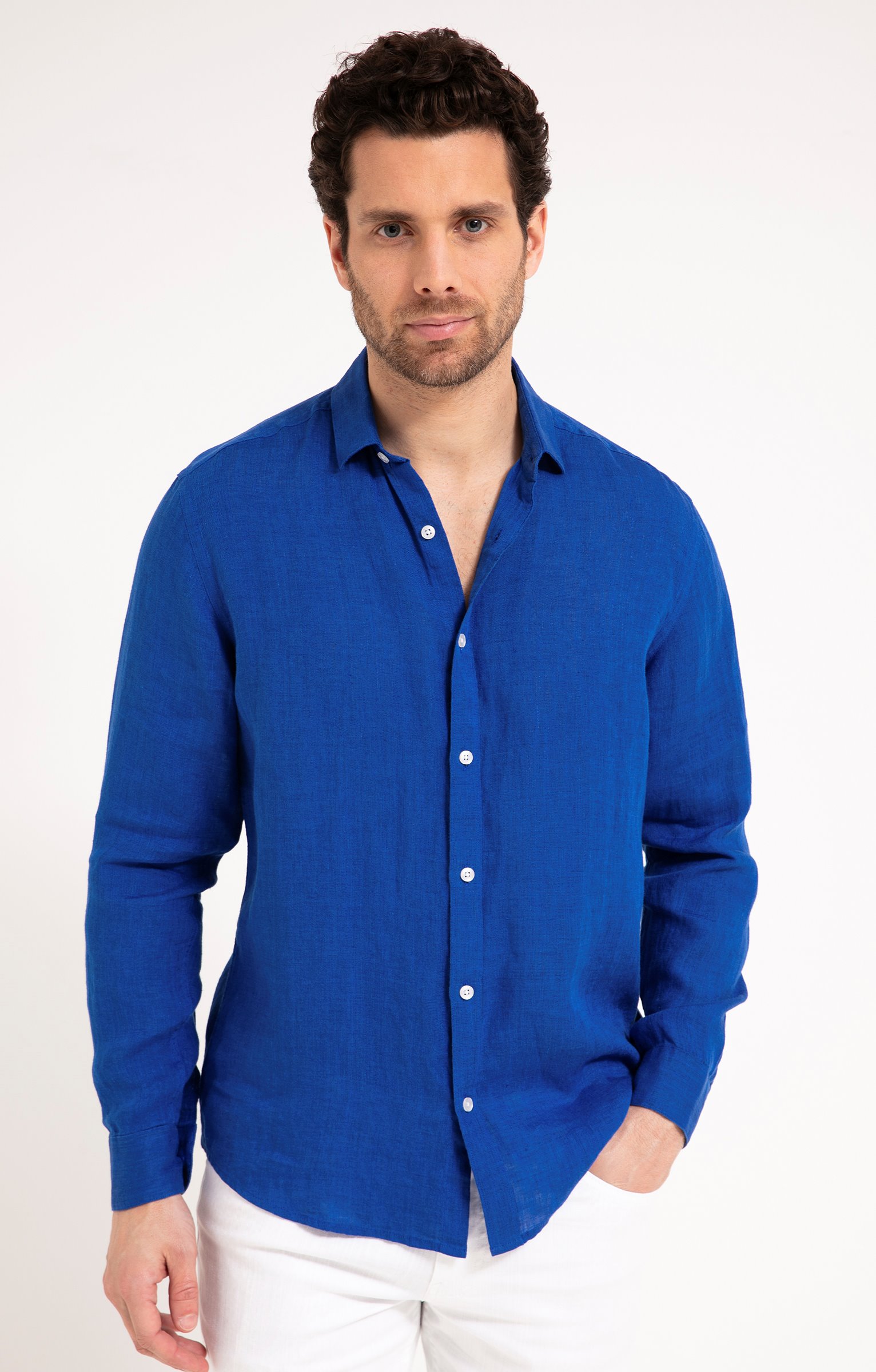 Chemise manches longues LINA - BLEU DUR