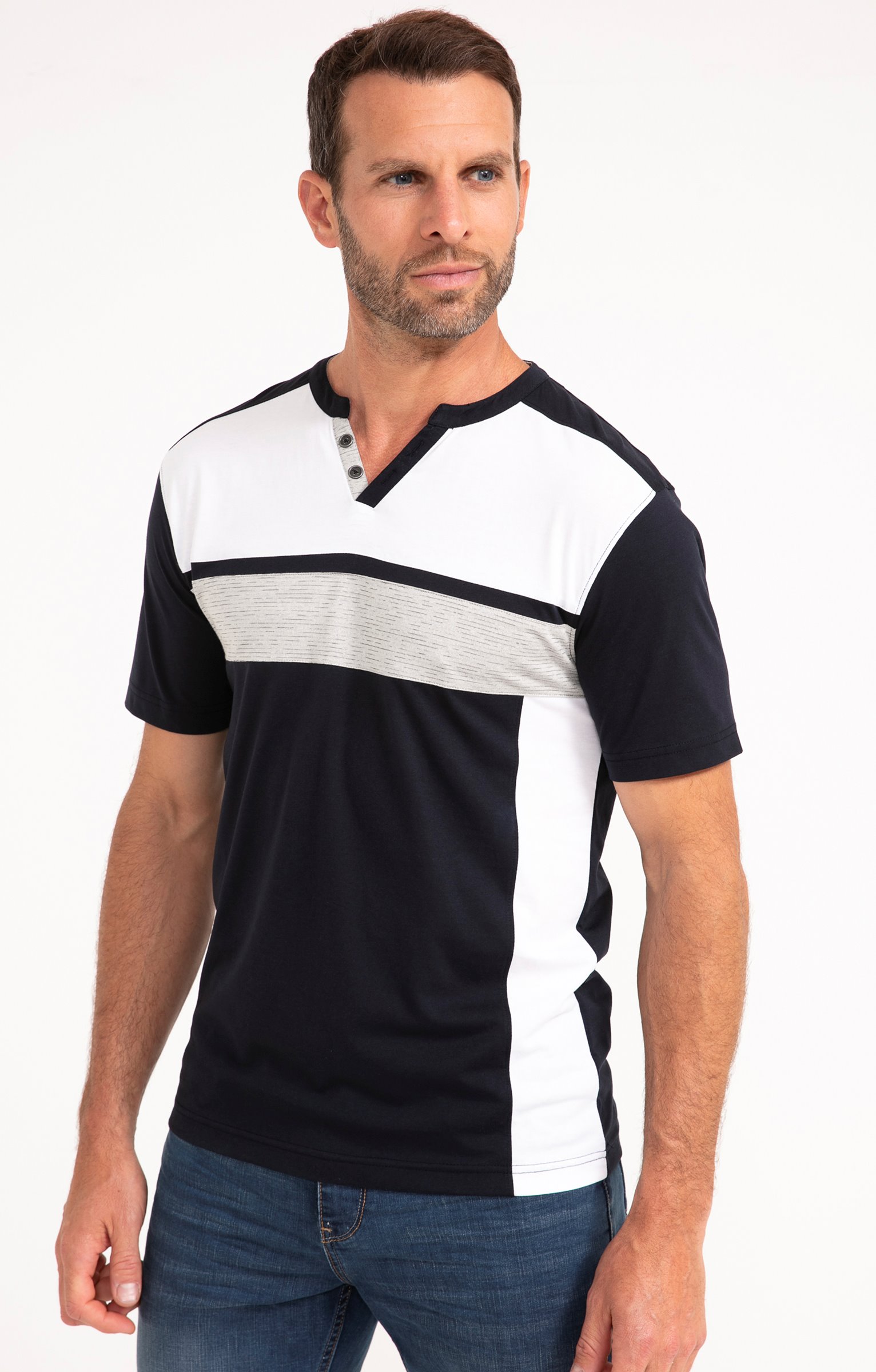 Tee-shirt manches courtes Block - MARINE