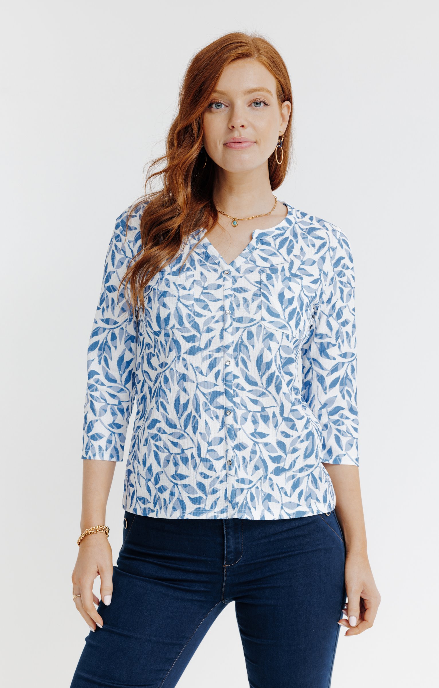 Tee-shirt col mao - ÉCRU