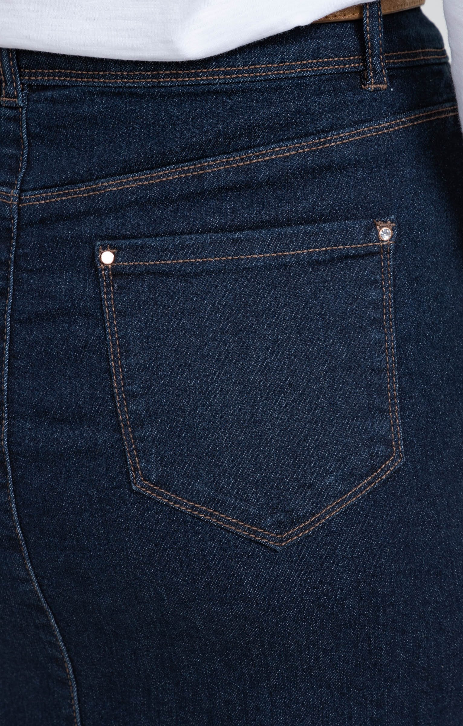 Jupe denim brut avec ceinture - BLEU