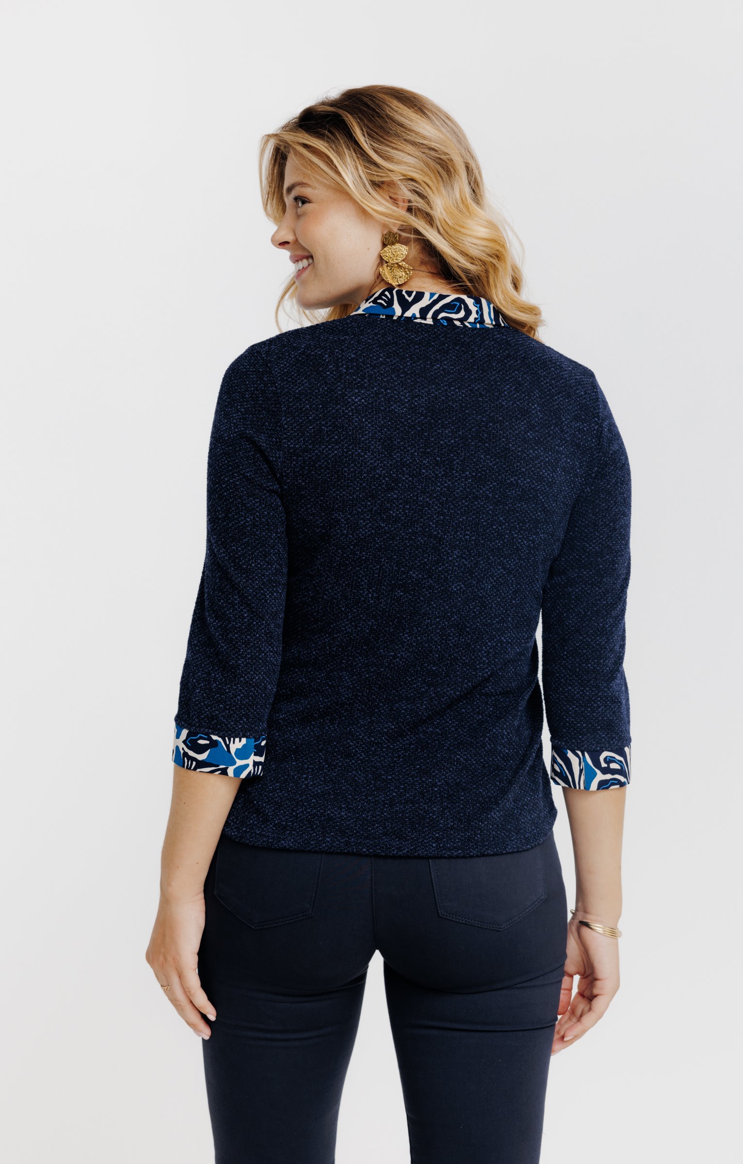 Pull 2-en-1 imprimé abstrait - MARINE