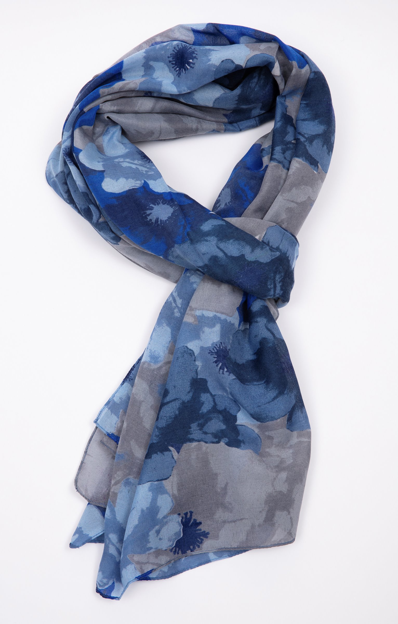 Grand foulard motifs fleurs - INDIGO
