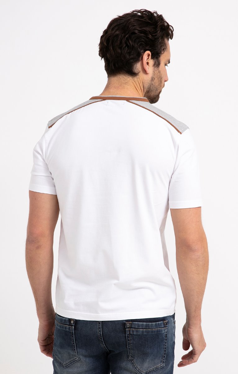Tee-shirt manches courtes Piping - BLANC