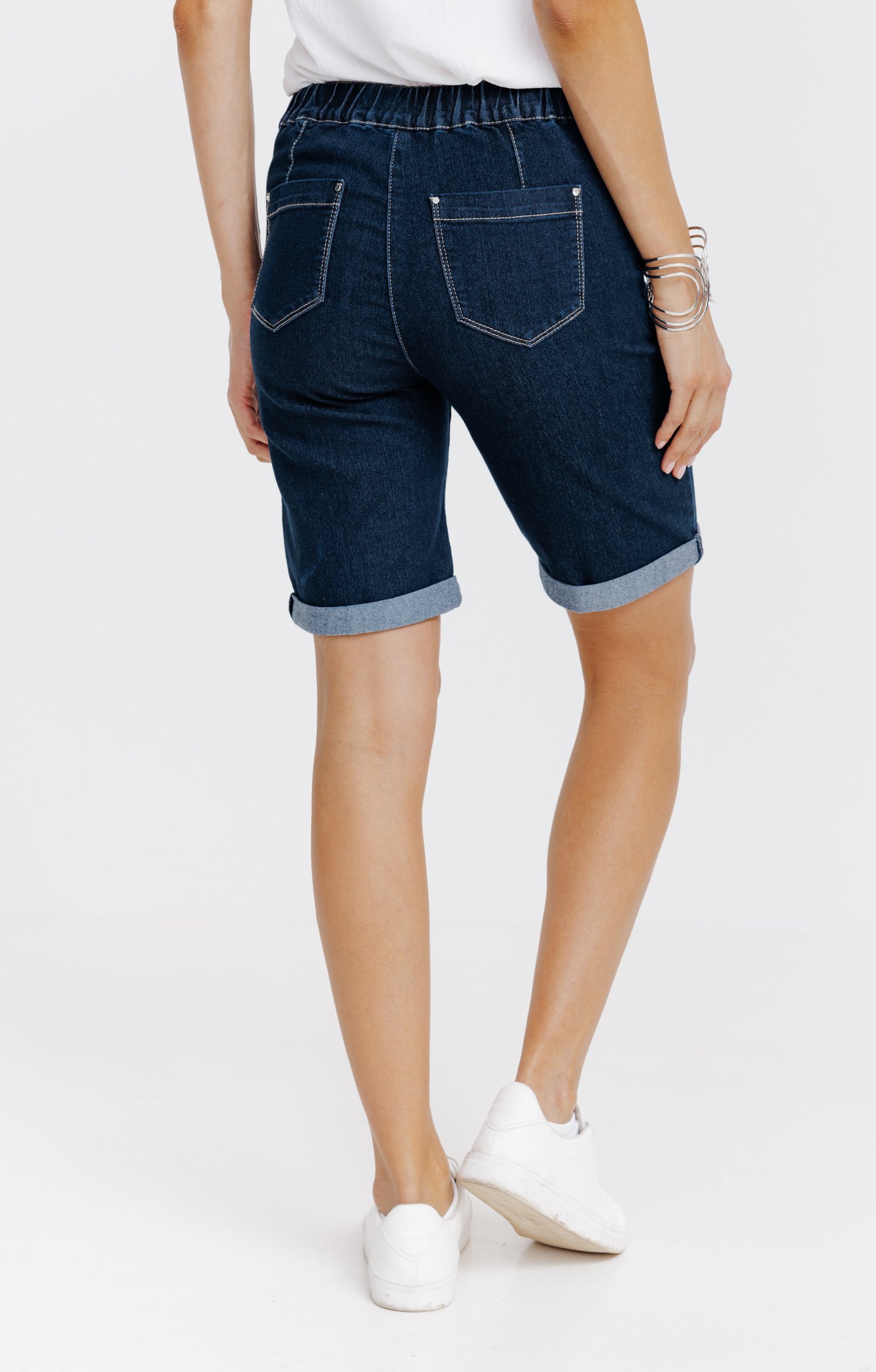 Short coupe jogging en denim brut - BLEU