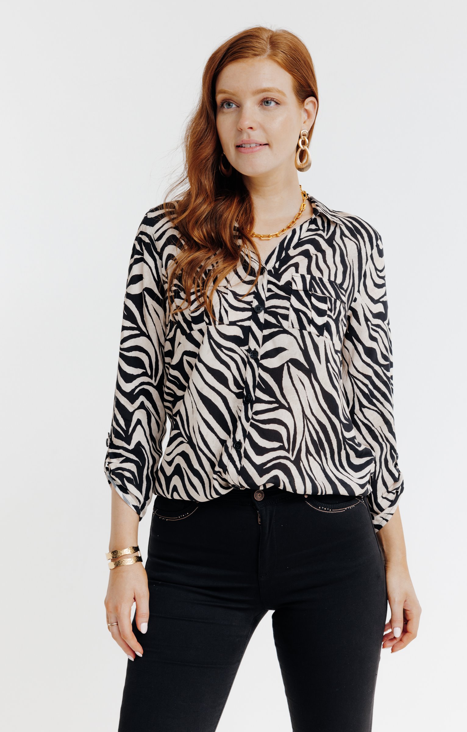 Chemise imprimé animal  - NOIR