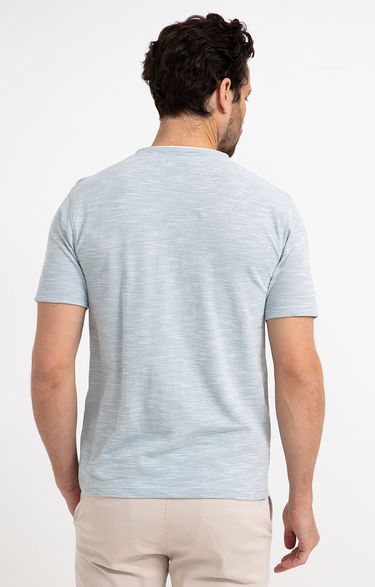 Tee-shirt manches courtes Slub pique - VERT NIL