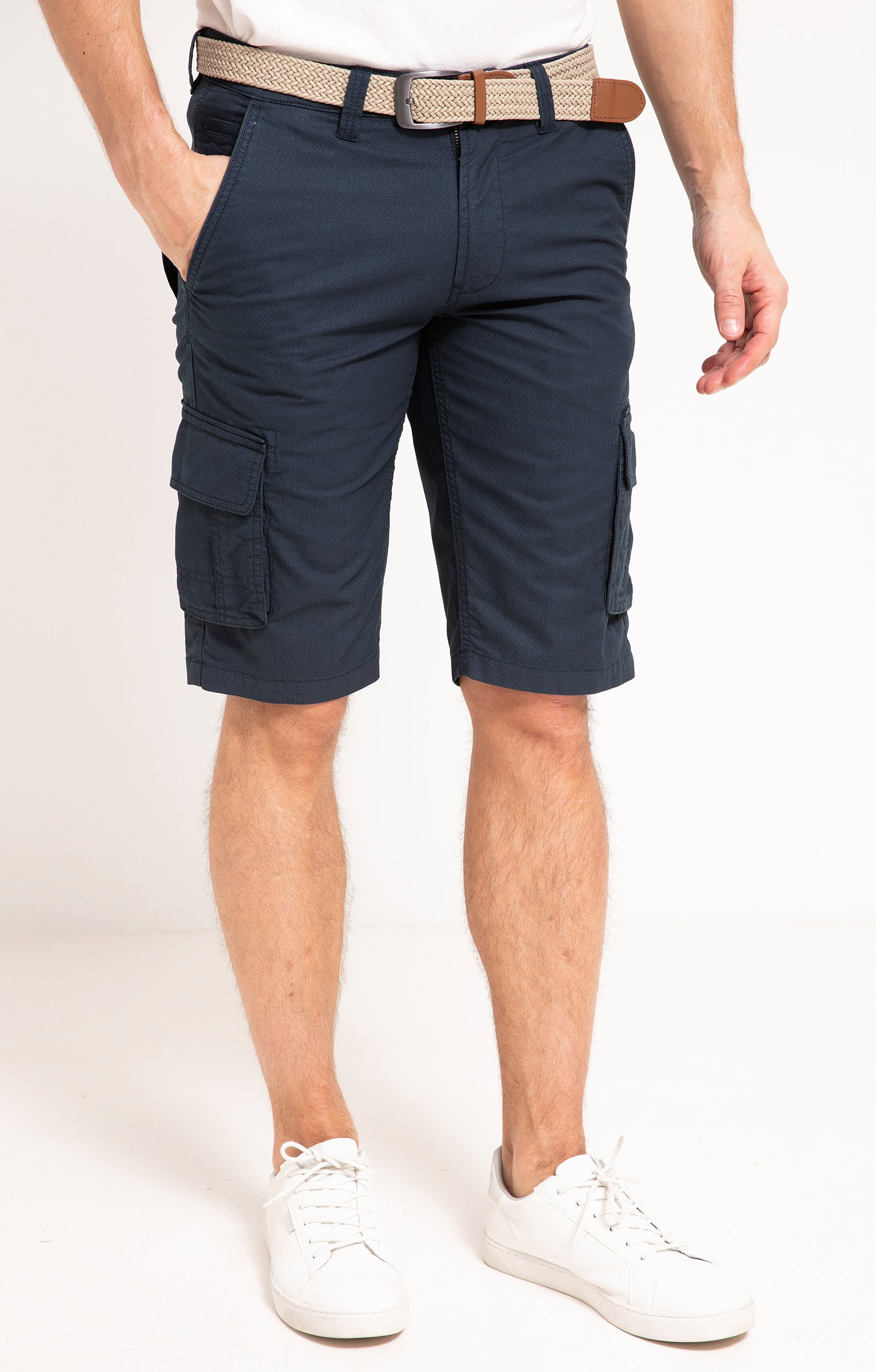 Bermuda Print Cargo avec ceinture - MARINE