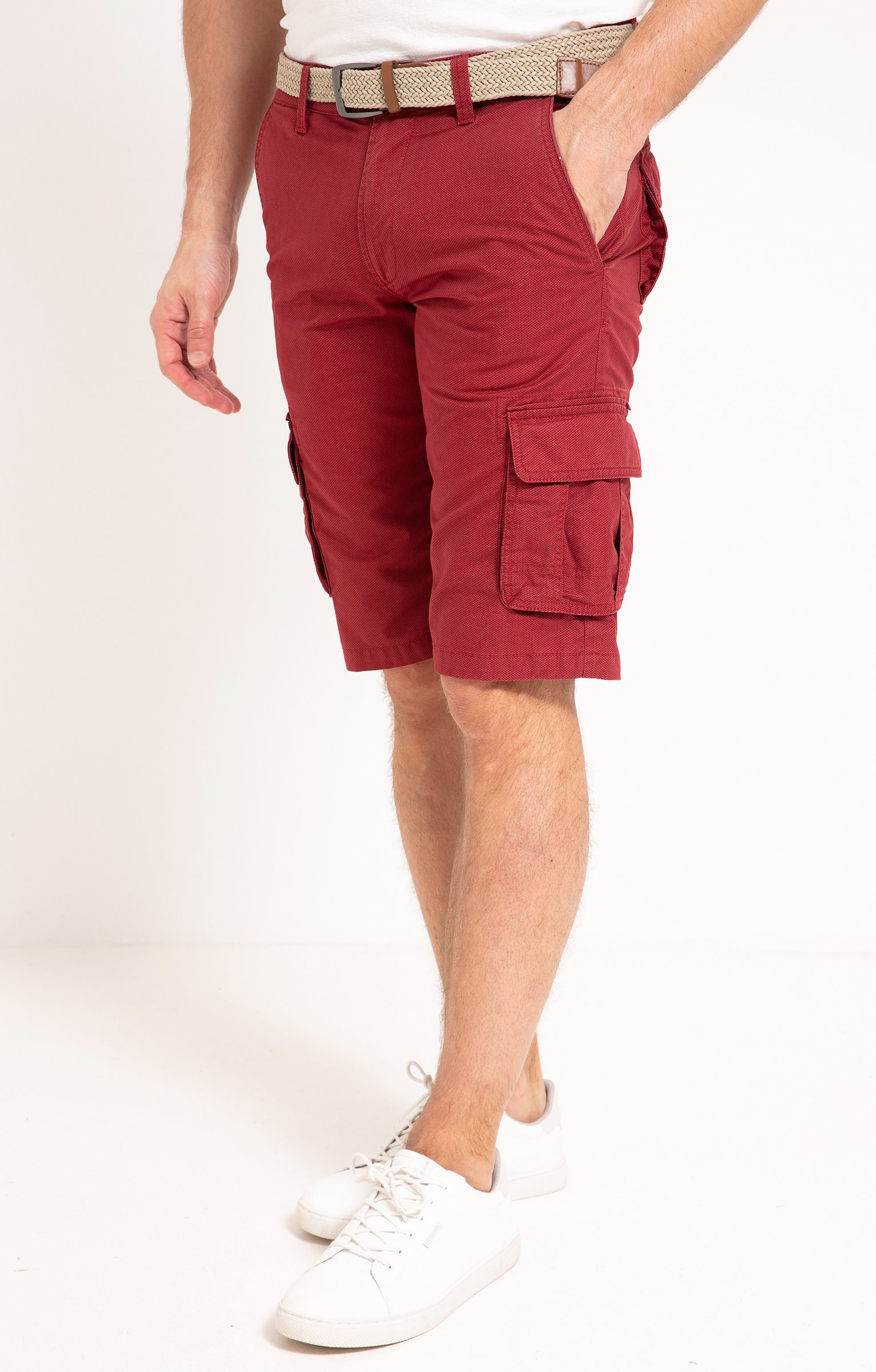 Bermuda Print Cargo avec ceinture - BORDEAUX
